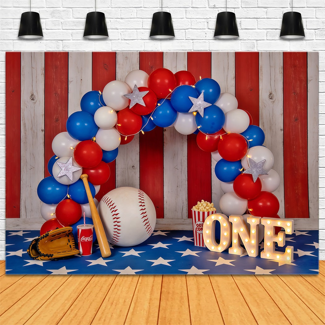 Baseball-Fotografie-Hintergrund Ballonbogen 1. Geburtstag Sport-Hintergrund CSH61-173