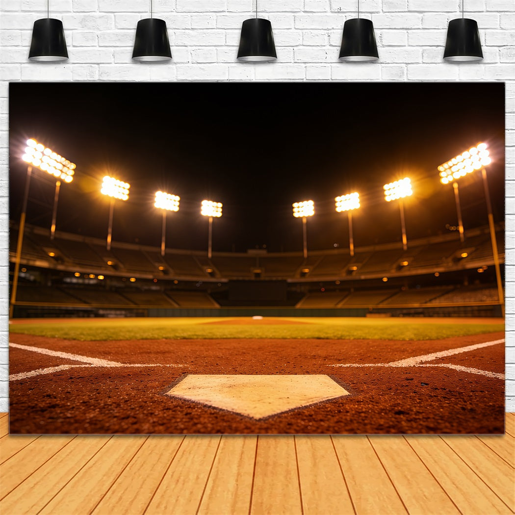 Baseballstadion-Hintergrund Golden Night Home Plate Sportfoto-Hintergründe CSH61-184
