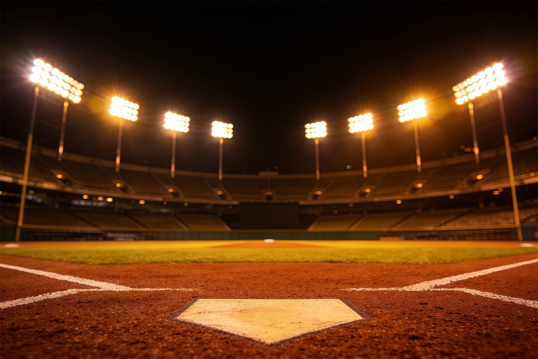 Baseballstadion-Hintergrund Golden Night Home Plate Sportfoto-Hintergründe CSH61-184