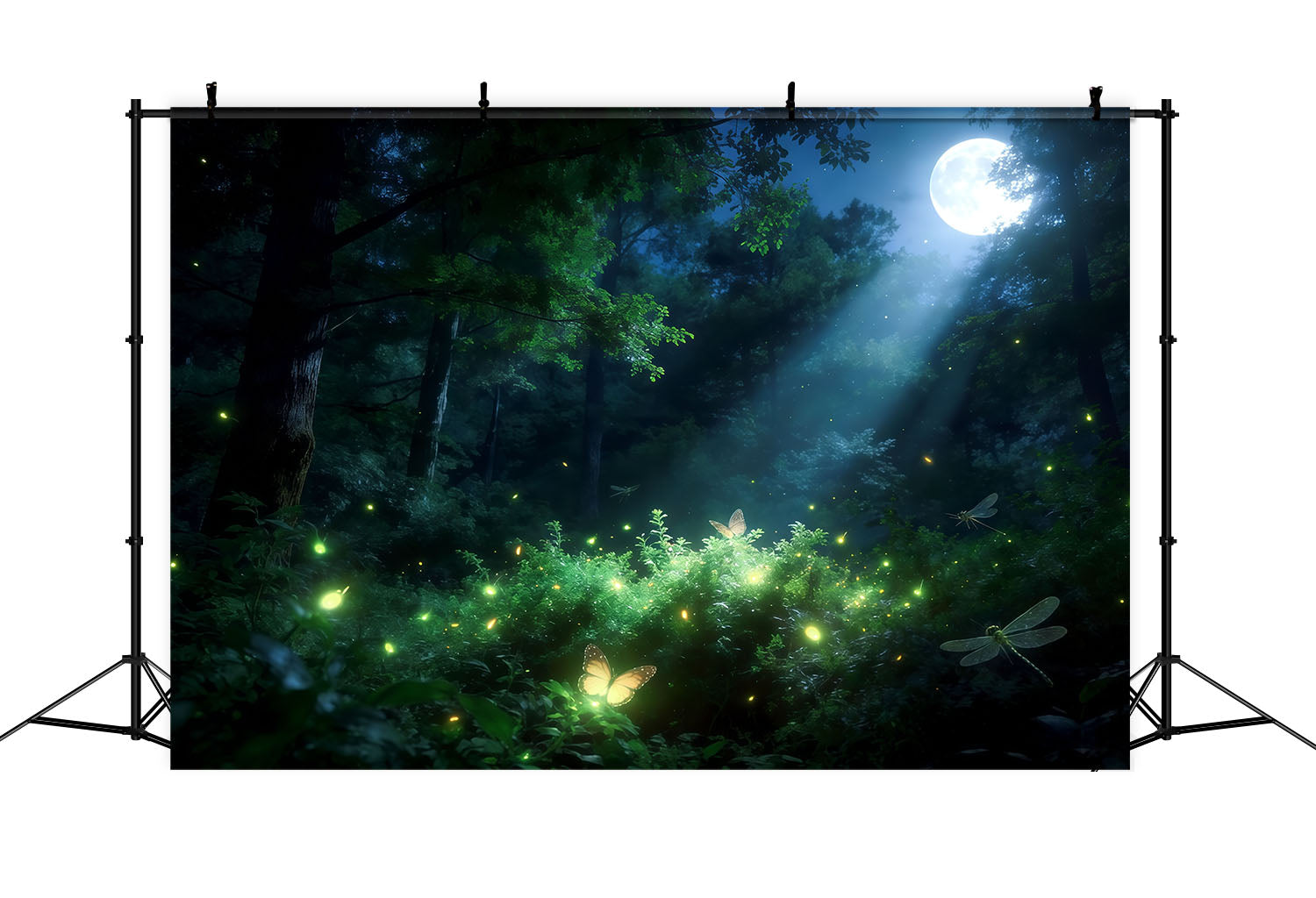 Zauberwald-Hintergrund Mondschein Glühwürmchen Waldglühen Wald-Fotohintergründe CSH61-196