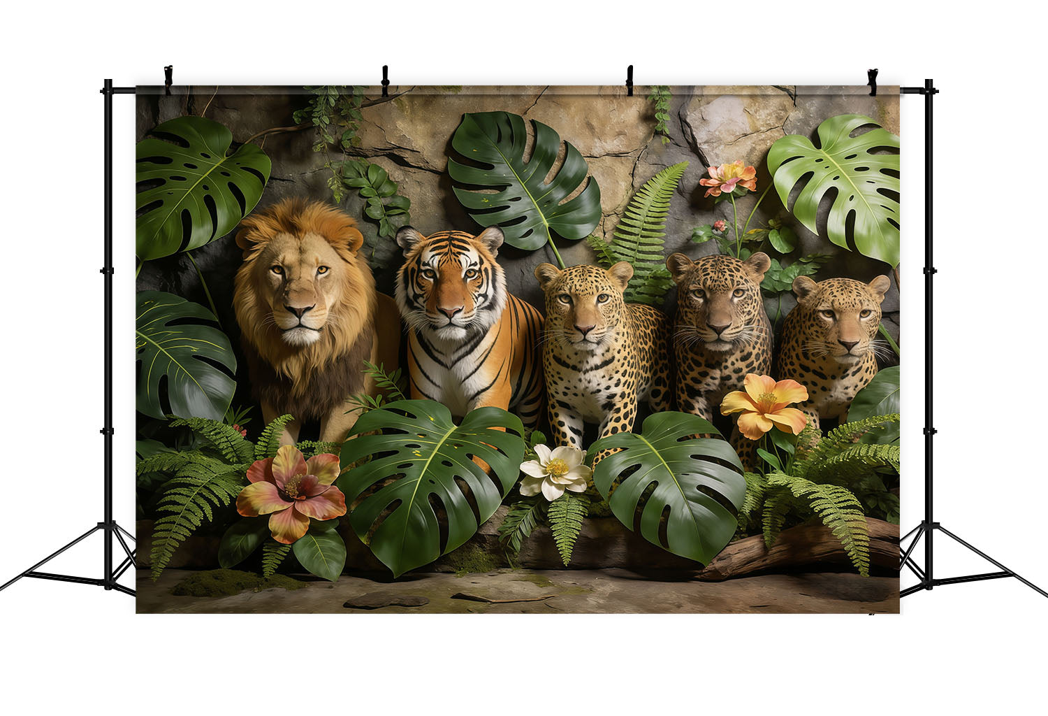 Wald-Fotohintergrund Wilde Dschungel-Tierporträtwand Regenwald-Hintergrund CSH61-214