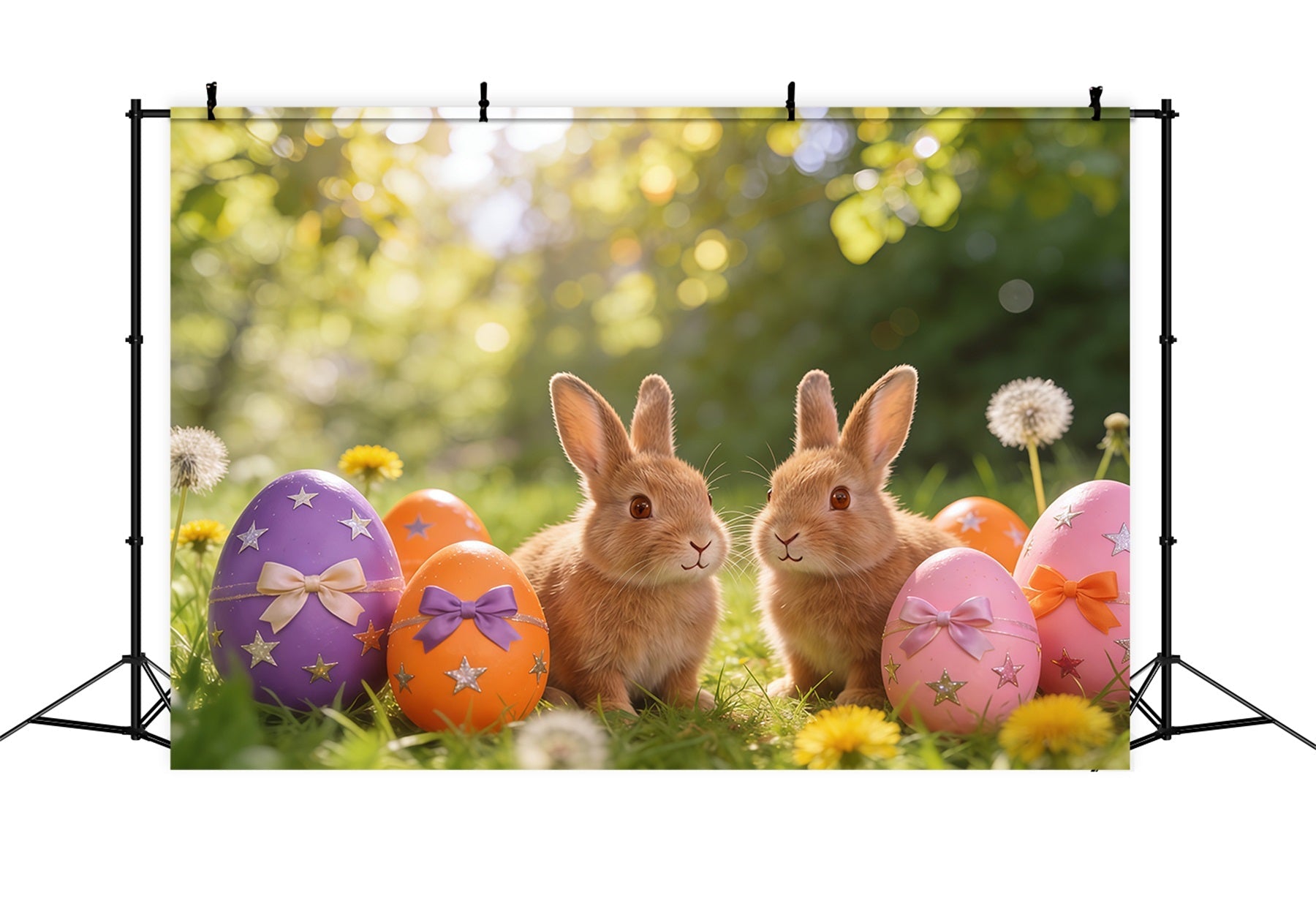 Osterhasen-Hintergrund Frühlingswiese Bemalte Eier Hintergrund Ostern CSH61-23
