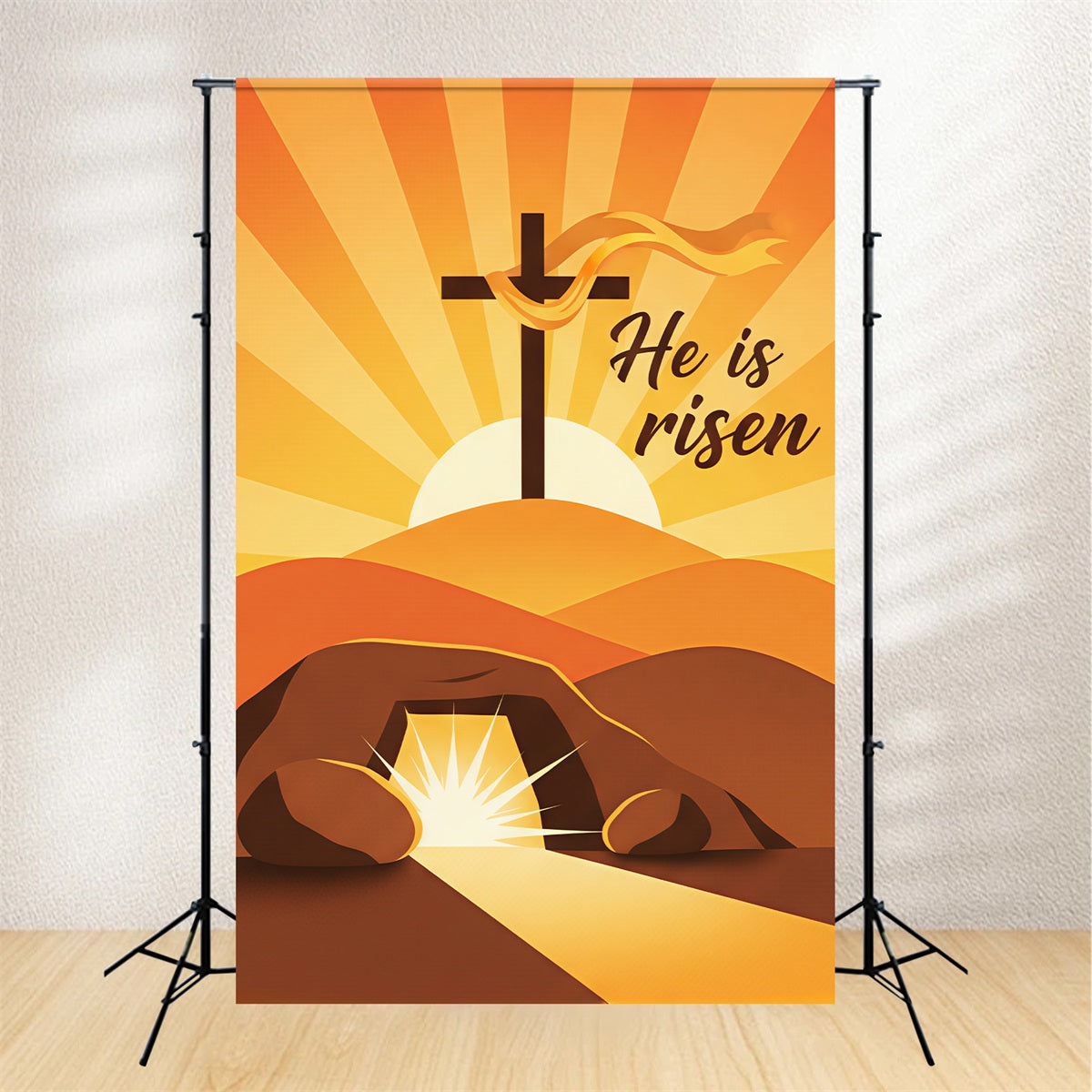 Osterhintergründe für die Kirche Auferstandenes Kreuz Sonnenaufgang Hügel Osterhintergrund Ideen CSH61-3