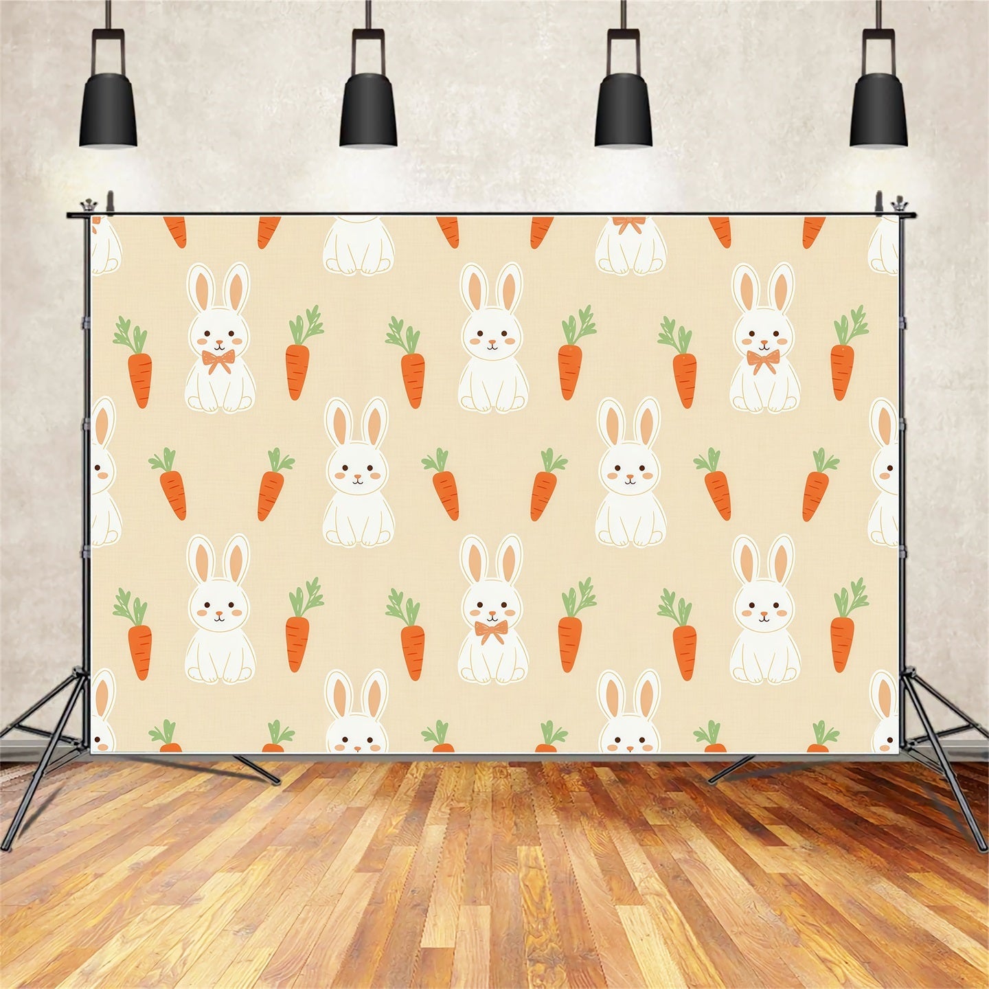 Osterhase-Fotohintergrund Cartoon-Druck Karottenmuster Oster-Fotohintergrund CSH61-32