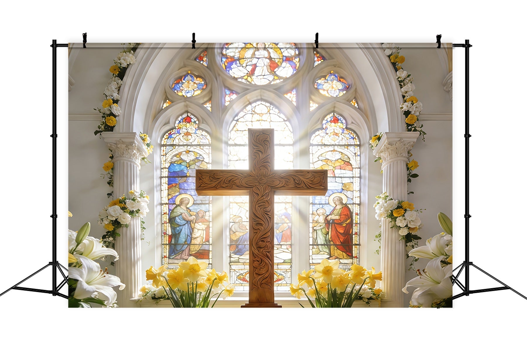 Kreuz-Hintergründe Heilige Kathedrale Kreuz Buntglas Oster-Hintergrund CSH61-40