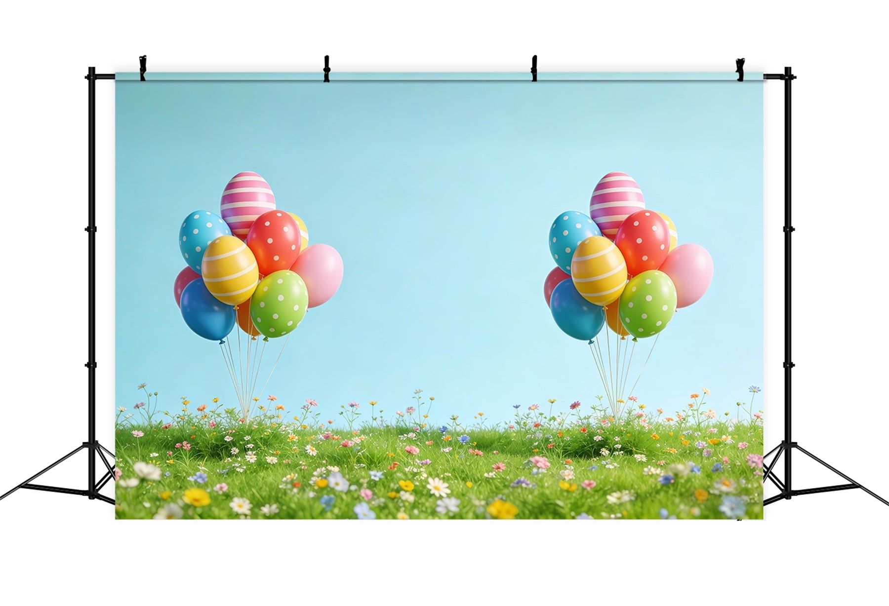 Hintergrund für Ostereiersuche Frühlingsballon Wiese Wildblumen Osterfotos-Hintergründe CSH61-52