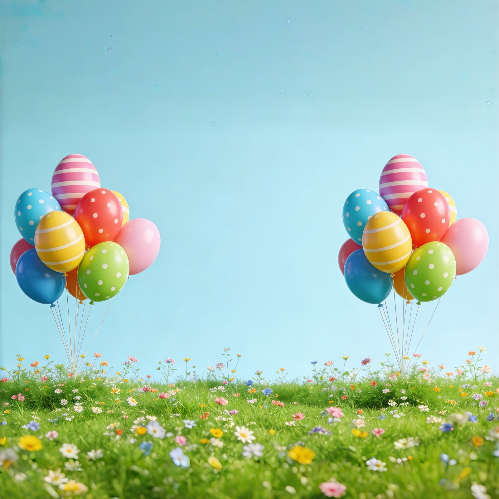 Hintergrund für Ostereiersuche Frühlingsballon Wiese Wildblumen Osterfotos-Hintergründe CSH61-52