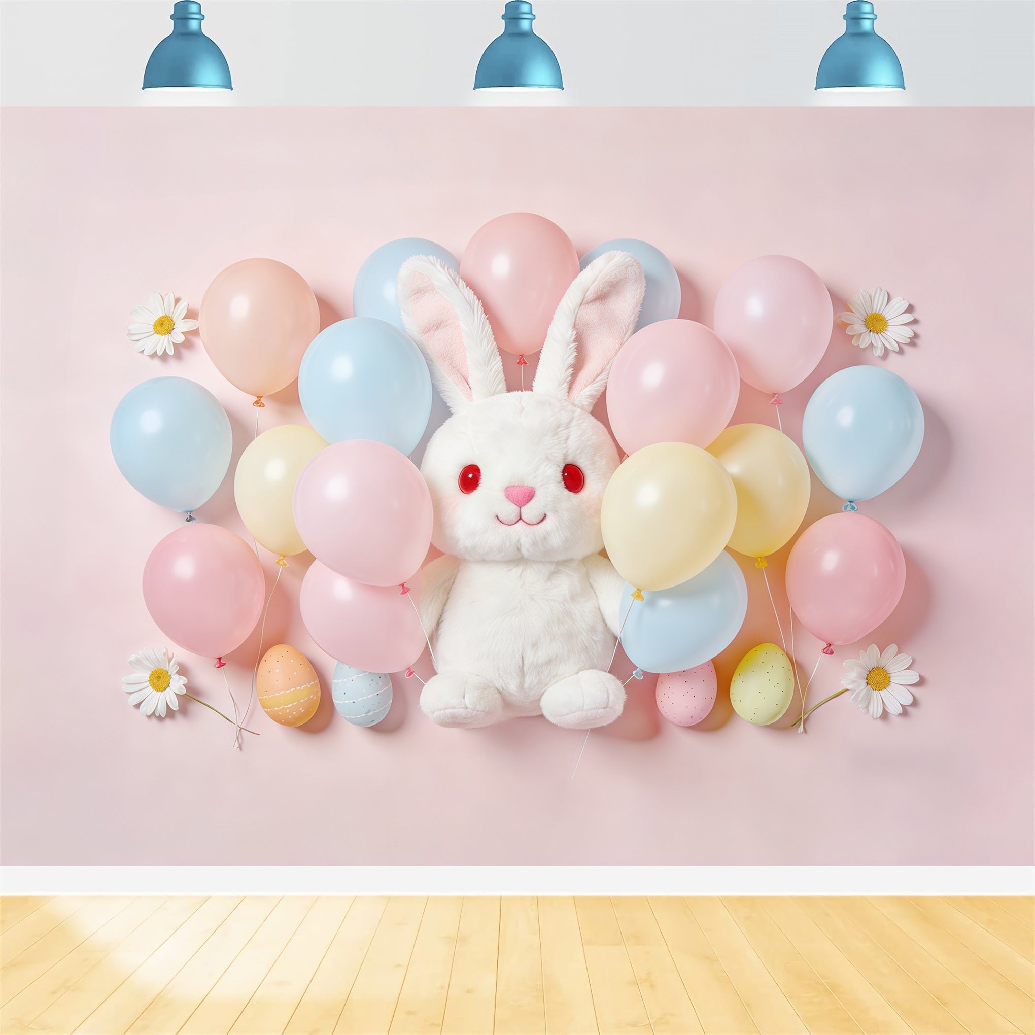 Osterballon-Hintergrund Pastellfarbene Eier Haufen Hase Oster-Fotohintergründe CSH61-58