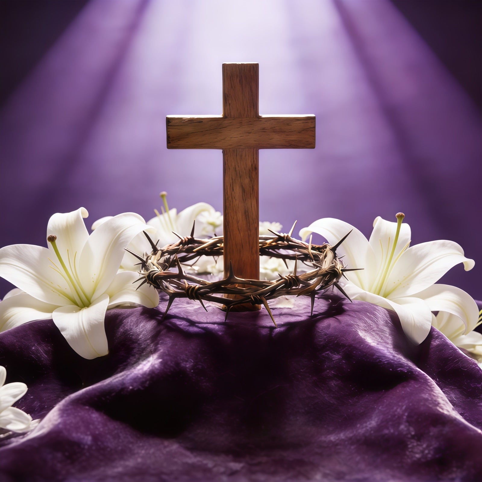 Osterkreuz-Hintergrund Dornenkrone Lila Licht Hintergründe Ostern CSH61-75