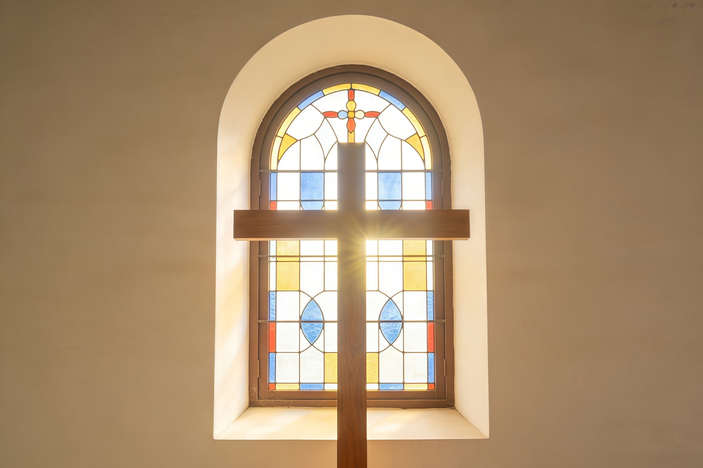Osterkreuz-Hintergrund Buntglasfenster-Kirchenfenster-Hintergründe Ostern CSH61-76