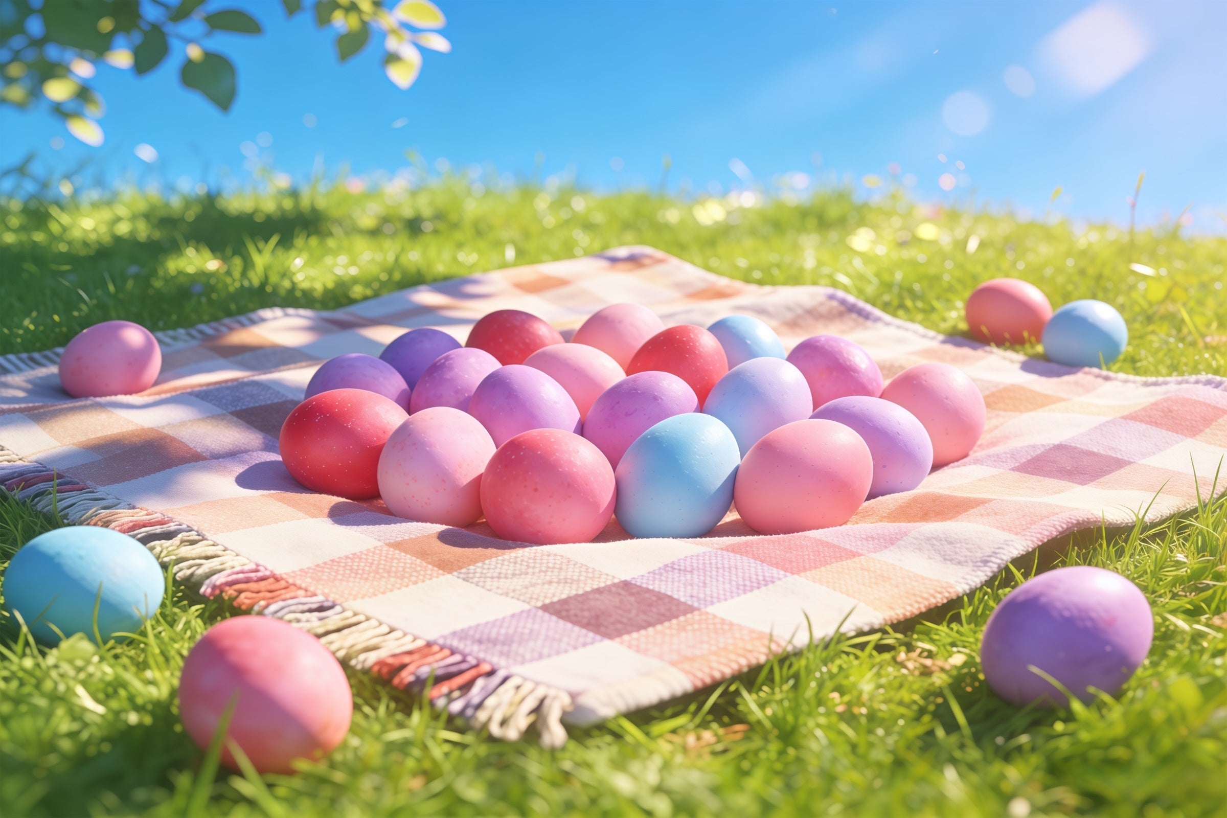 Oster-Fotohintergrund für die Kirche Pastellfarbenes Eierfeld Wiese Frohe Ostern-Hintergrund CSH61-9