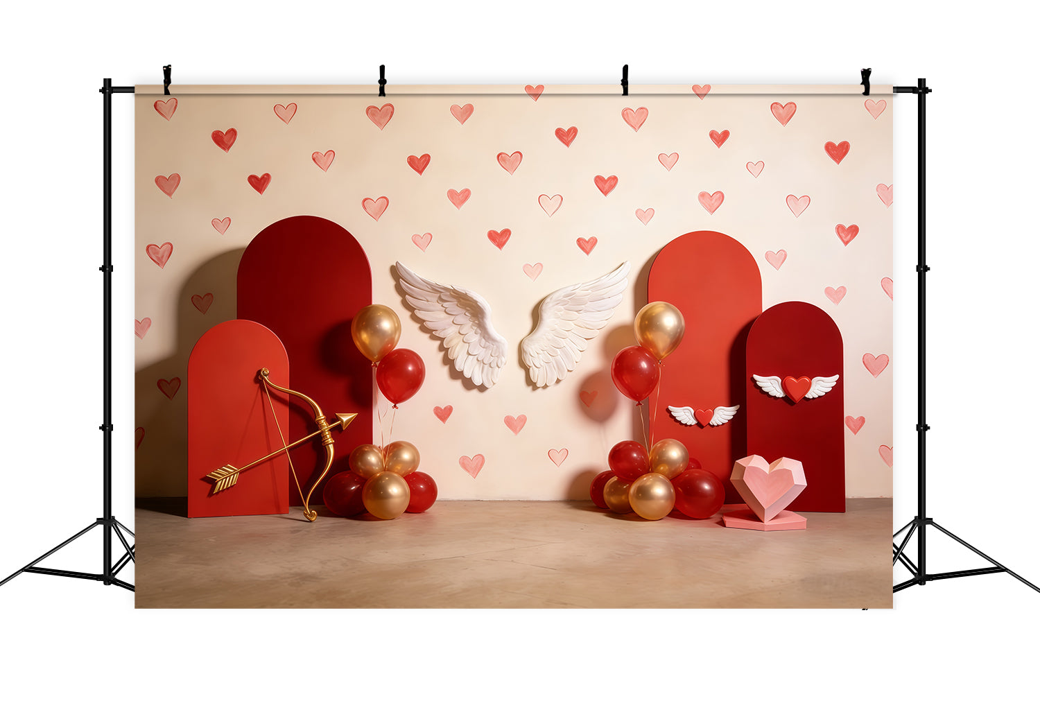 Cupido-Hintergrund Flügel Herz Ballonbogen Valentinstag-Hintergrund CSH61-96
