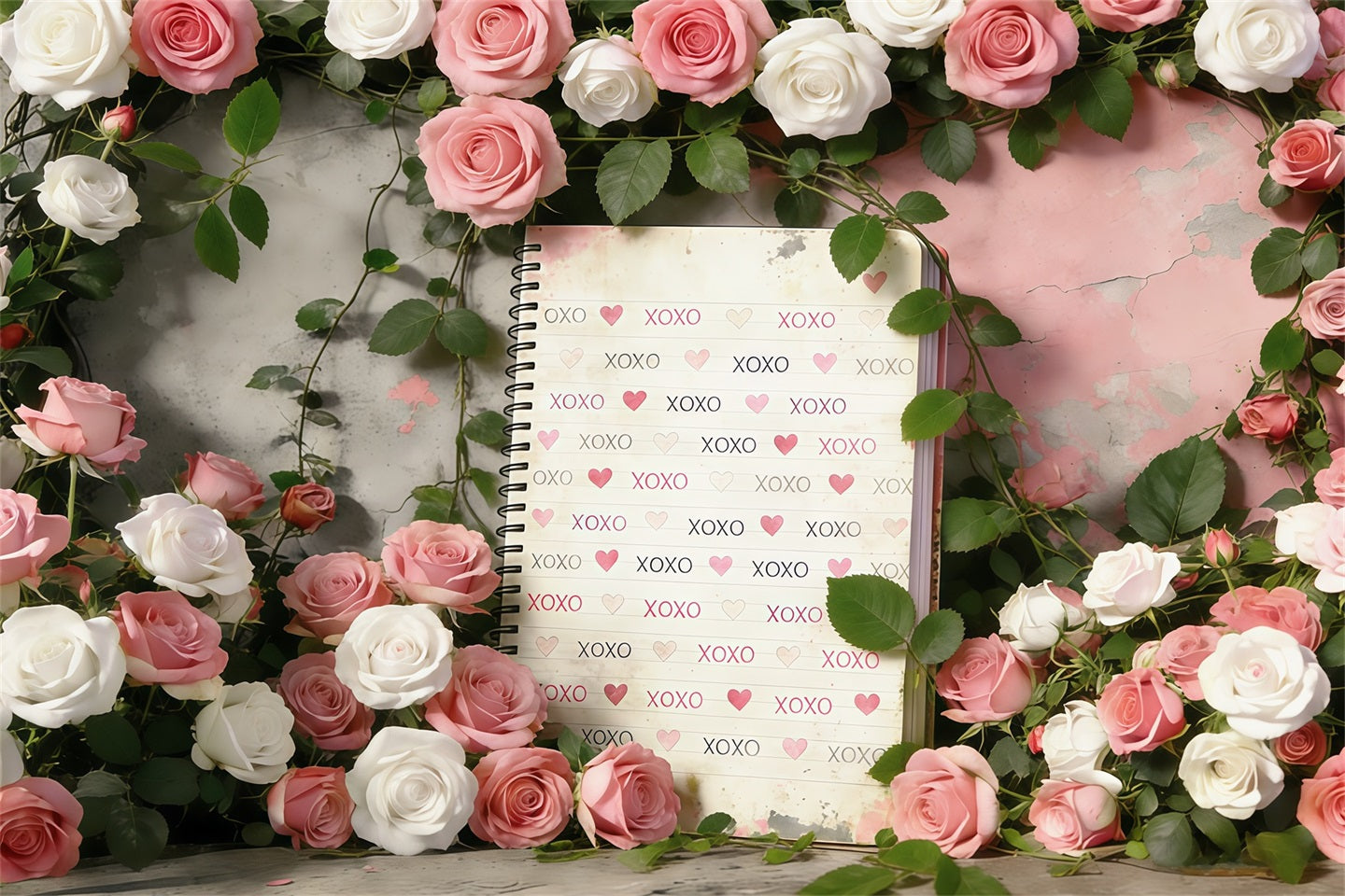 XOXO-Hintergrund Romantische Rose Vintage-Garten Valentinstag-Hintergrund CSH61-97