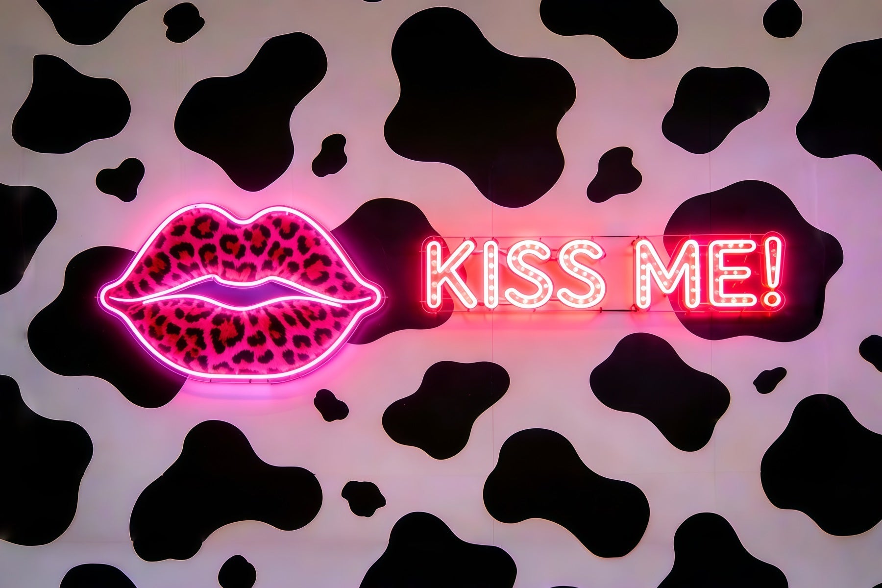 Küssende Lippen-Hintergrund Neonzeichen Pop-Wand Romantischer Hintergrund CSH61-98