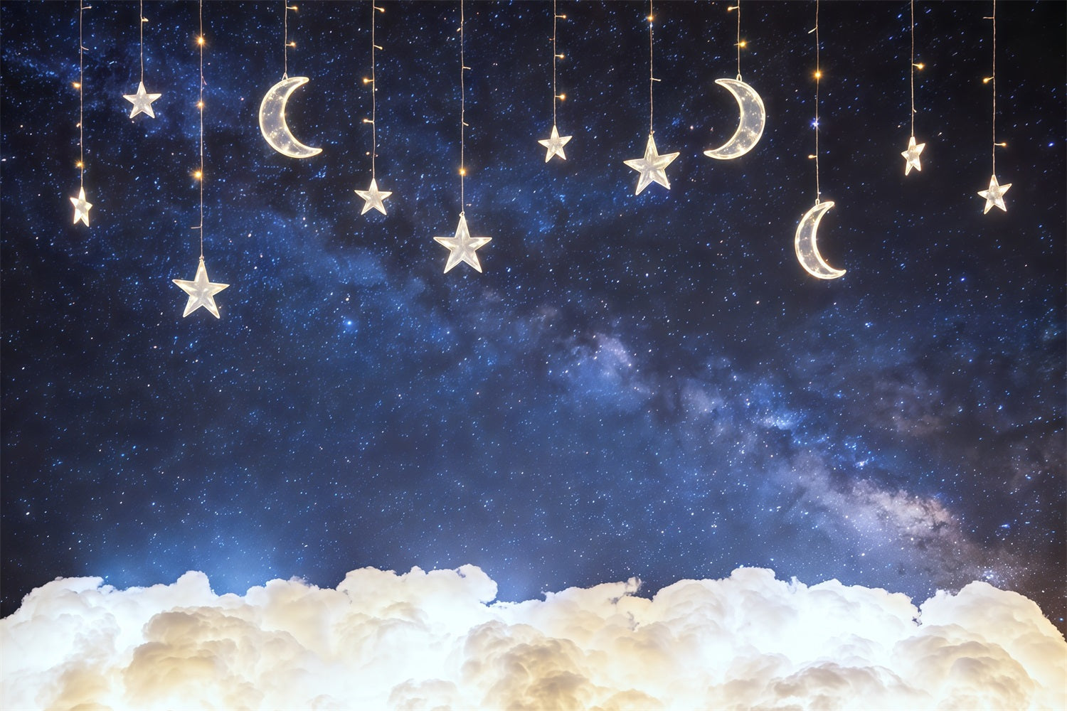 Hintergrund für Nachtaufnahmen Leuchtende Sterne Mond Galaxie Wolkenhintergrund Fotografie CSH62-113