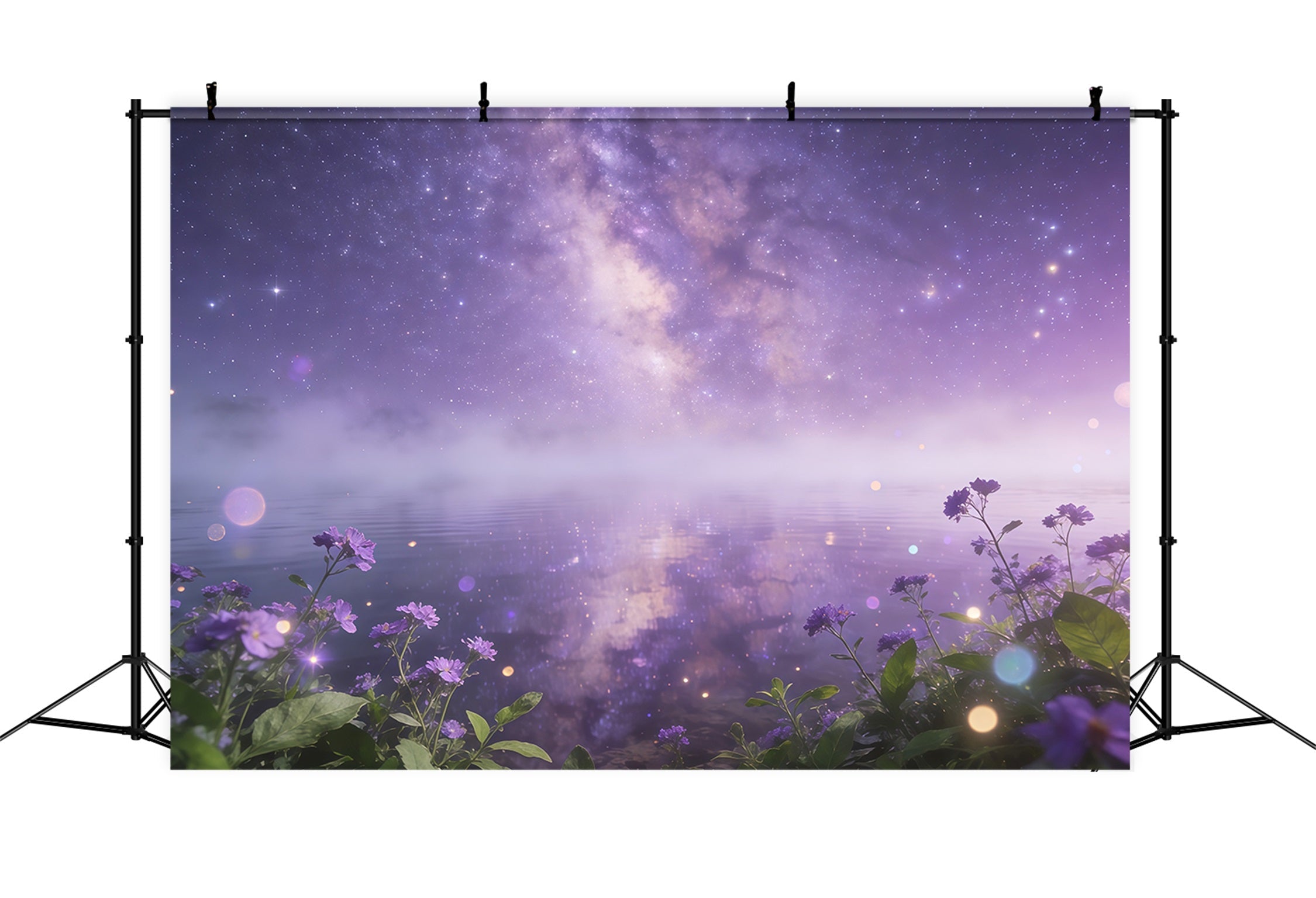 Sternenhimmel Hintergrund Lila Galaxie Wasser Blumen Wolken Hintergrund CSH62-122