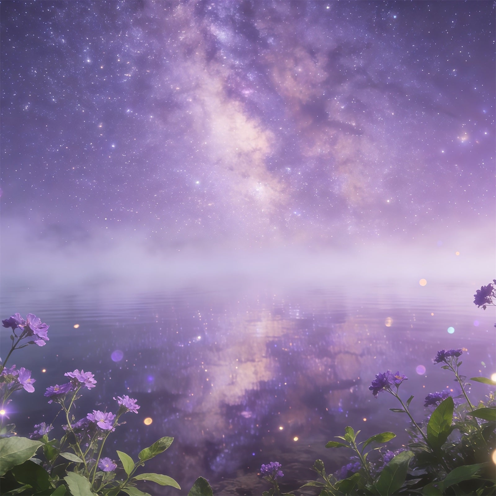 Sternenhimmel Hintergrund Lila Galaxie Wasser Blumen Wolken Hintergrund CSH62-122
