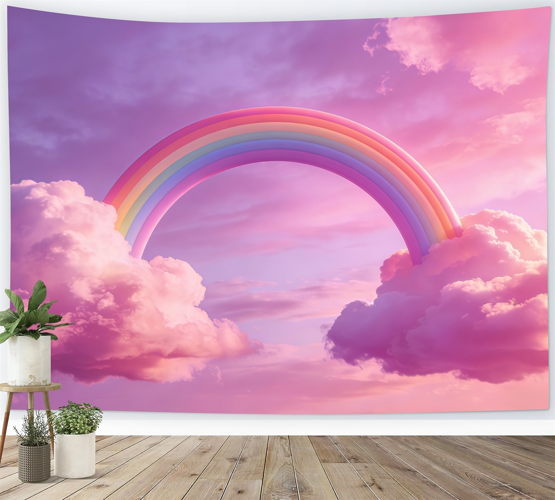 Himmel und Wolken Hintergrund Pastell Regenbogen Rosa Wolken Kinderhintergründe CSH62-133