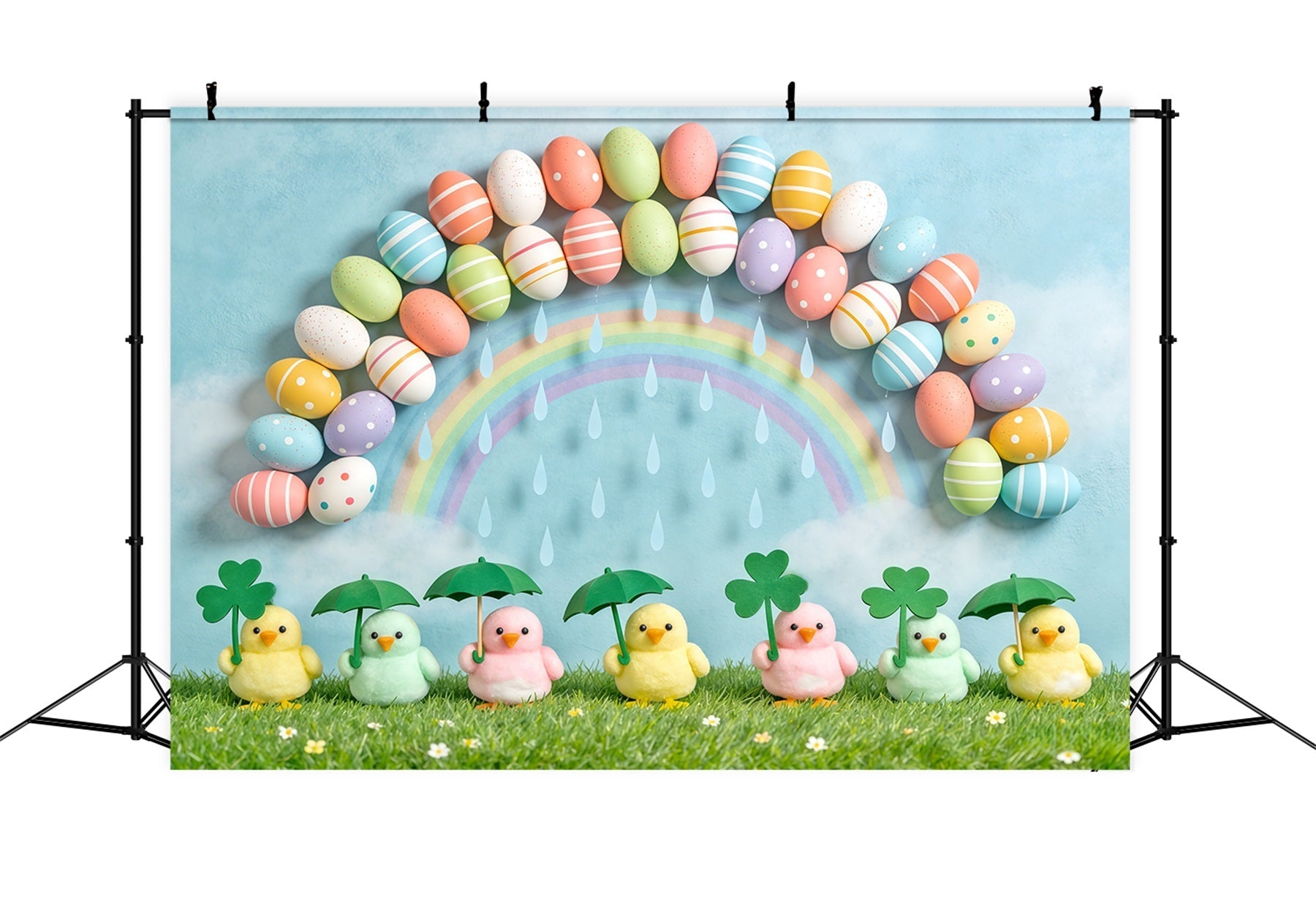 Marshmallow Küken Hintergrund Ei Regenbogen Regenschirm Gänseblümchen Hintergrund Ideen für Ostern Bilder CSH62-66