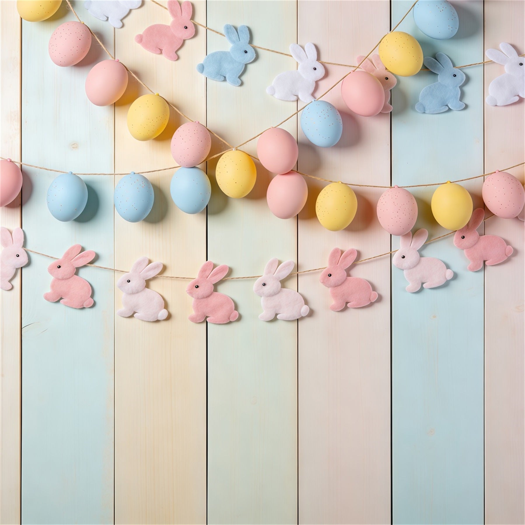 Osterei Hintergrund Hasengirlande Pastell Holz Foto Hintergründe Ostern CSH62-70