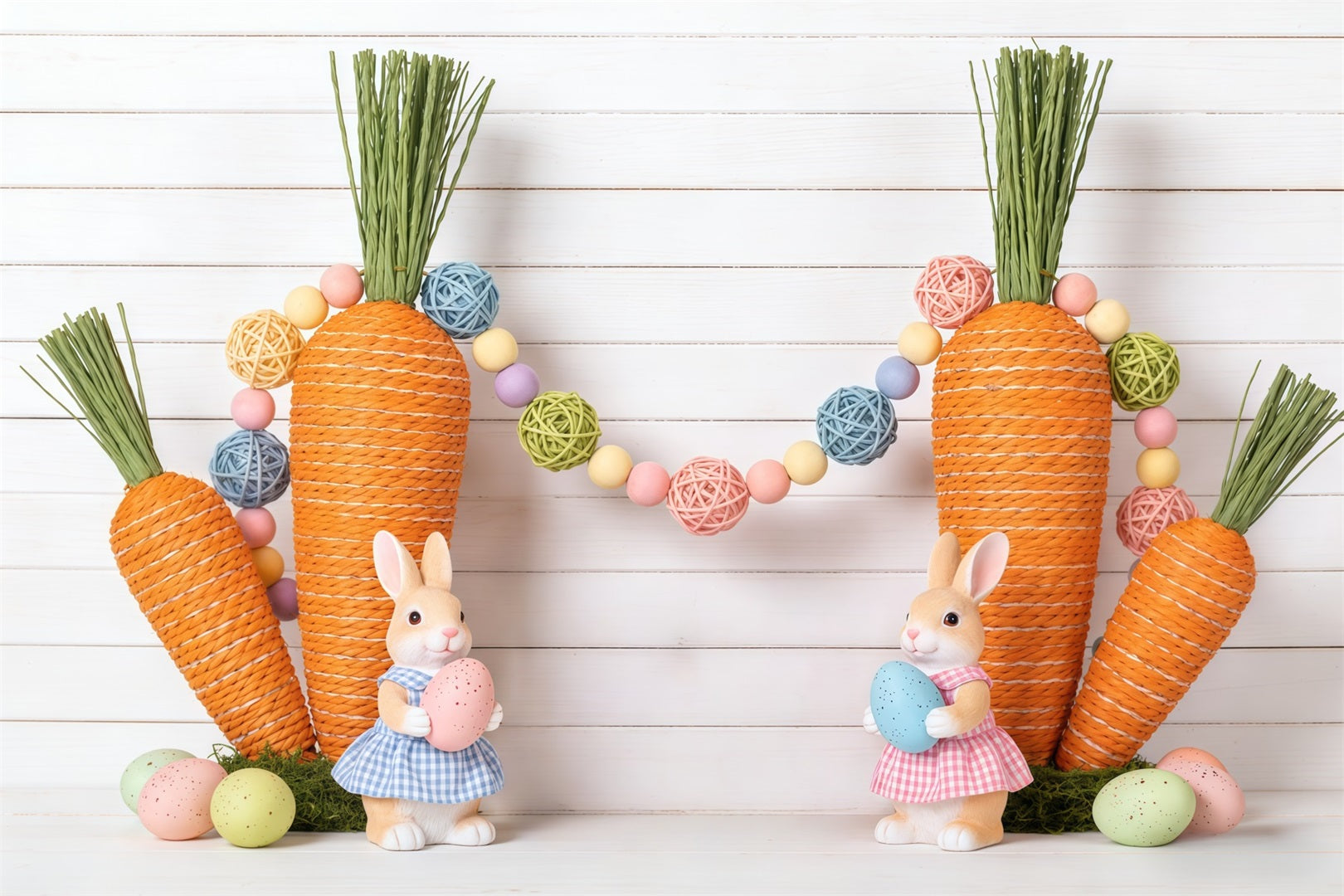 Oster-Karotten-Hintergrund Hasen-Eier Holz-Wand Oster-Hintergrund 8x8 CSH62-76