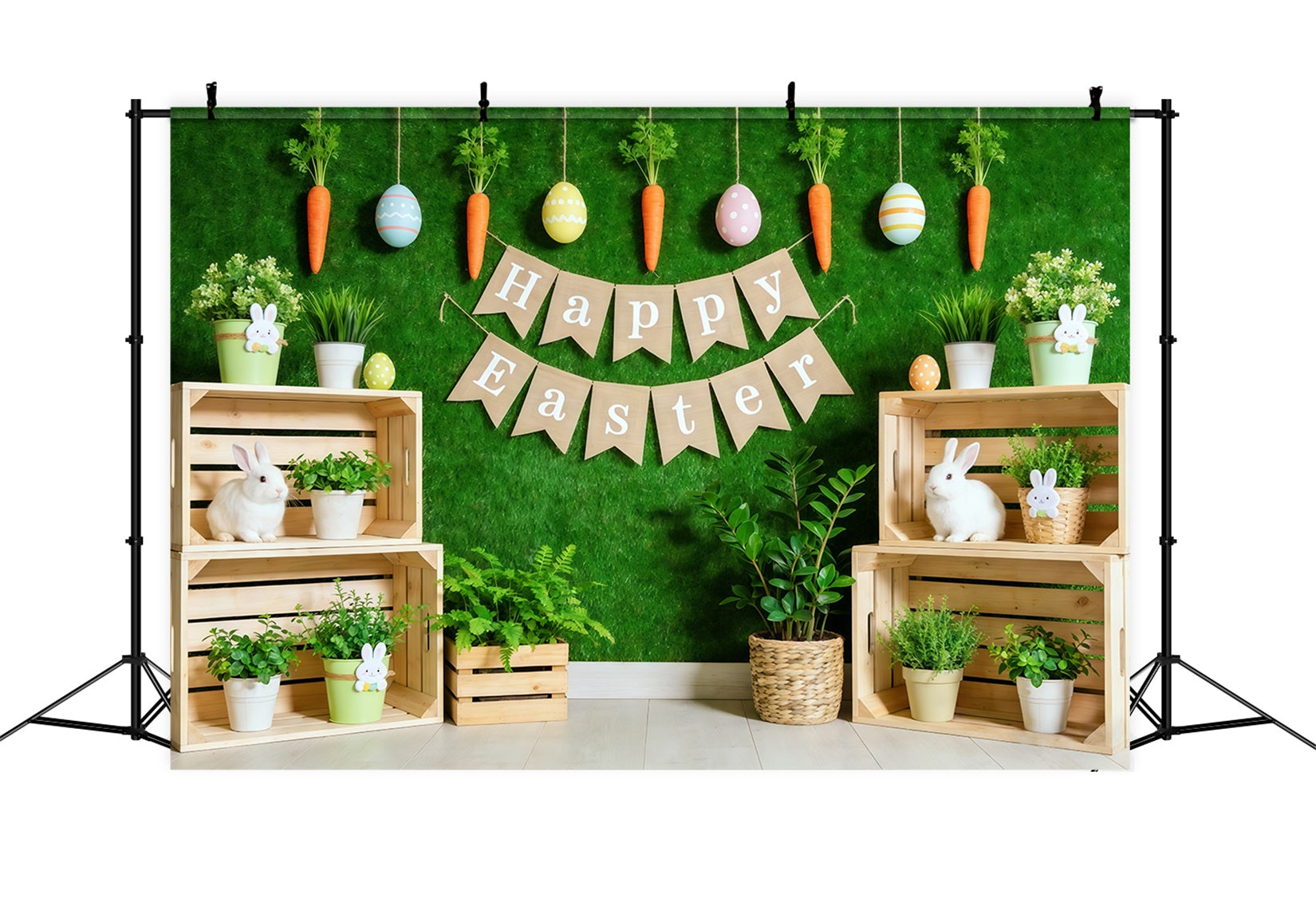 Frohe Ostern-Hintergrund Banner Dekoration Hasenkisten Osterhintergrund Hintergründe CSH62-84