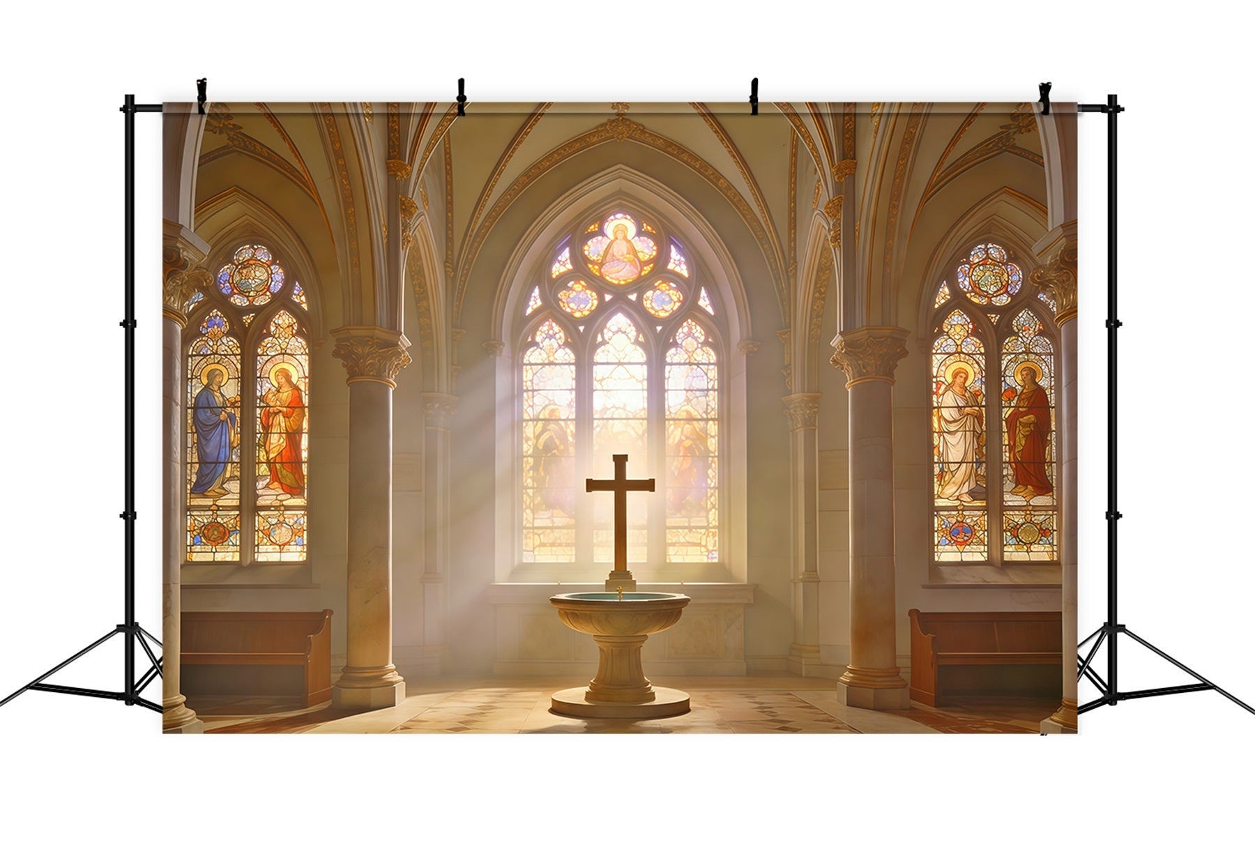 Osterkirche Hintergrund Buntglasfenster Kreuz Hintergründe Ostern CSH62-96