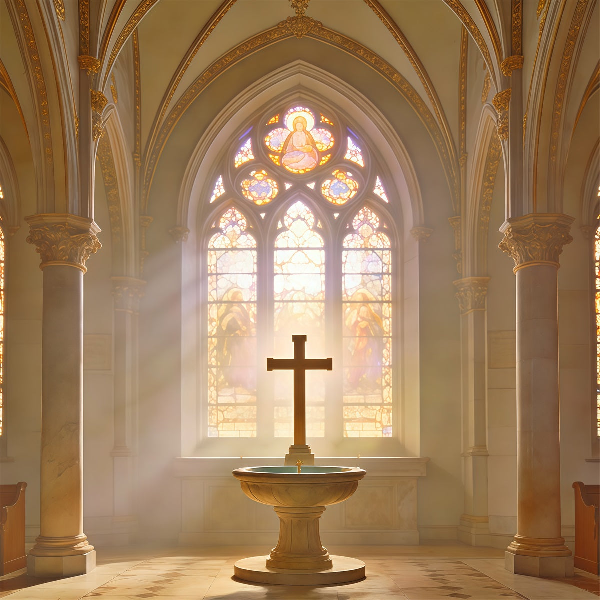 Osterkirche Hintergrund Buntglasfenster Kreuz Hintergründe Ostern CSH62-96