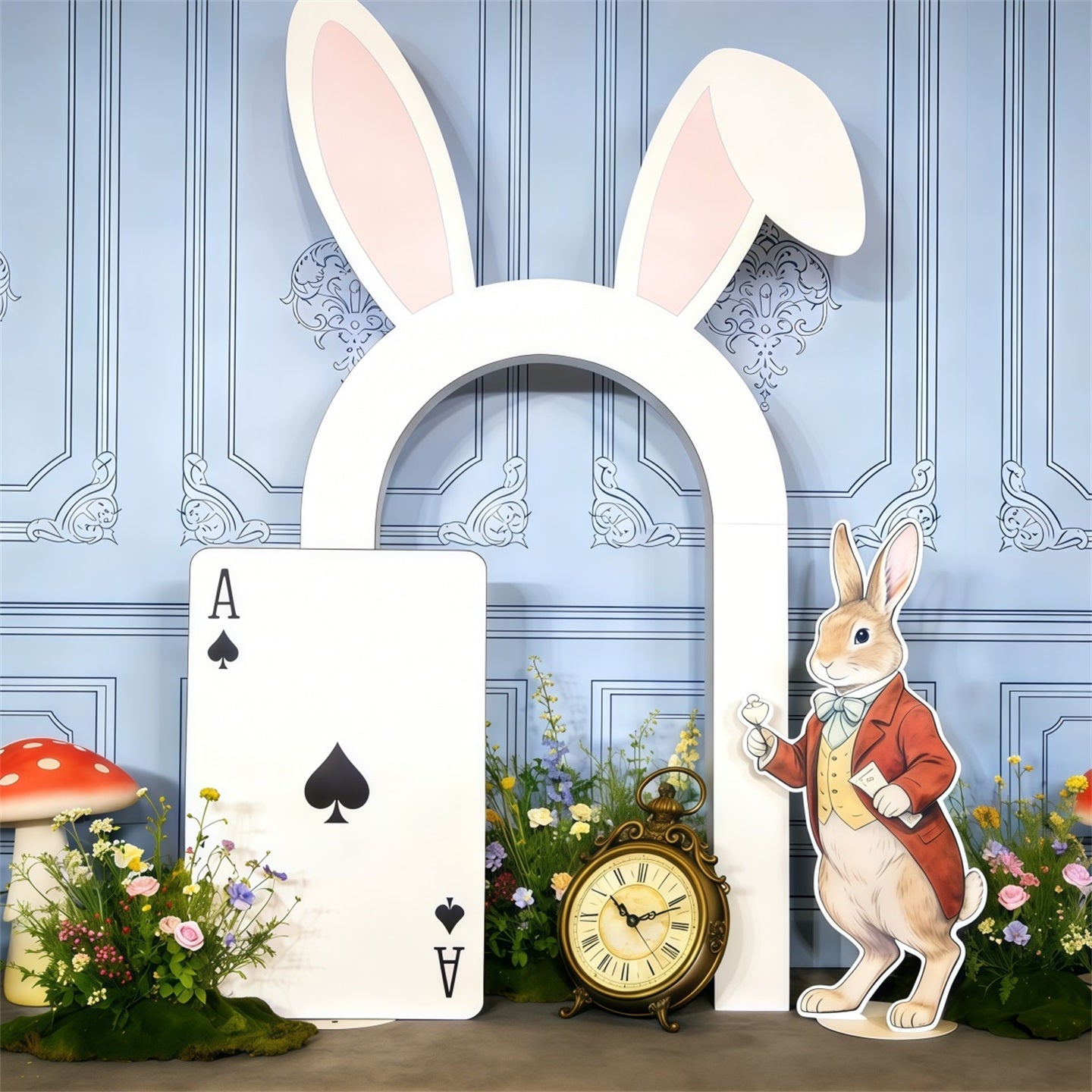 Osterhase-Hintergrund Alice im Wunderland Hasenohr-Tür 10x10 Osterhintergründe CSH63-39