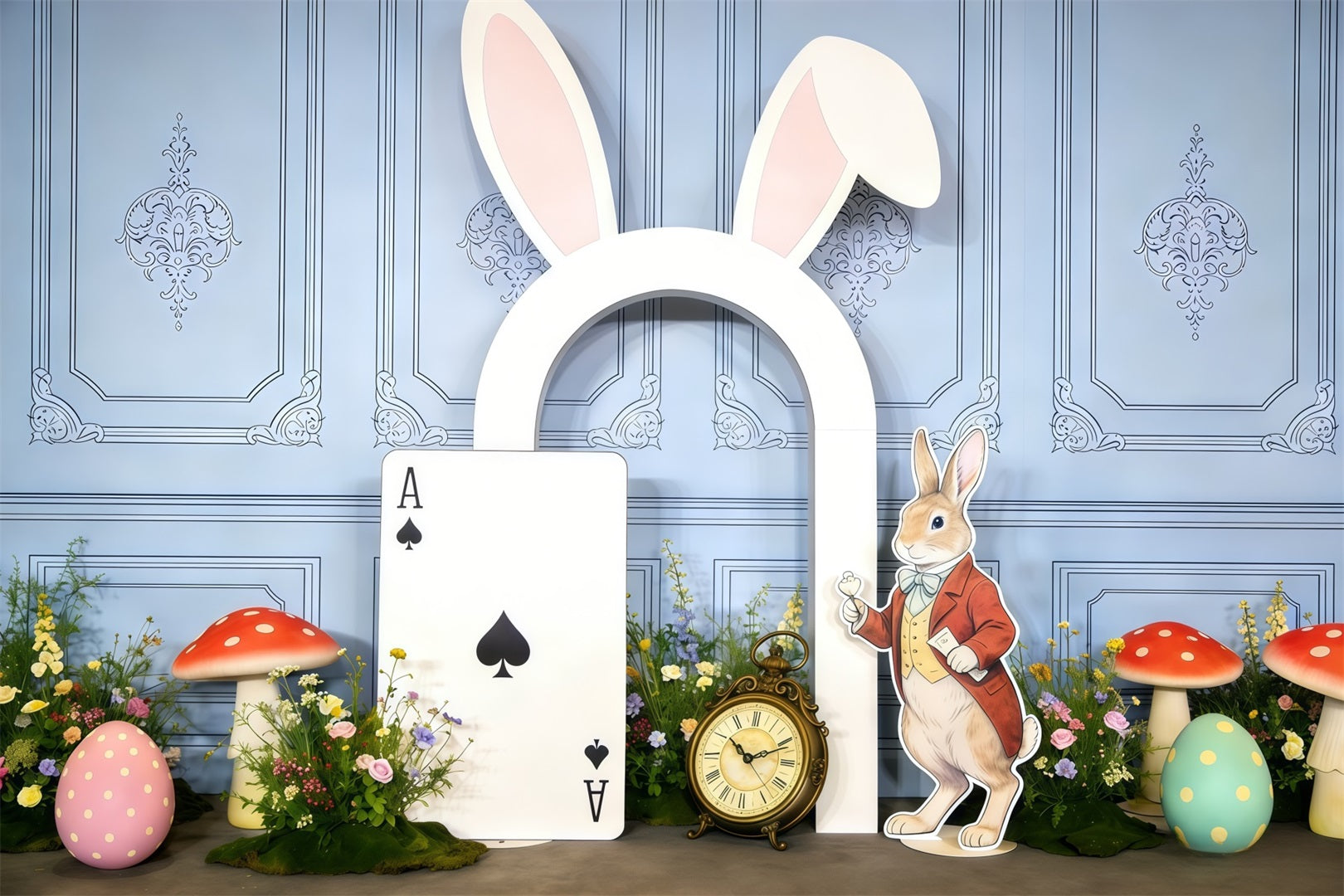 Osterhase-Hintergrund Alice im Wunderland Hasenohr-Tür 10x10 Osterhintergründe CSH63-39