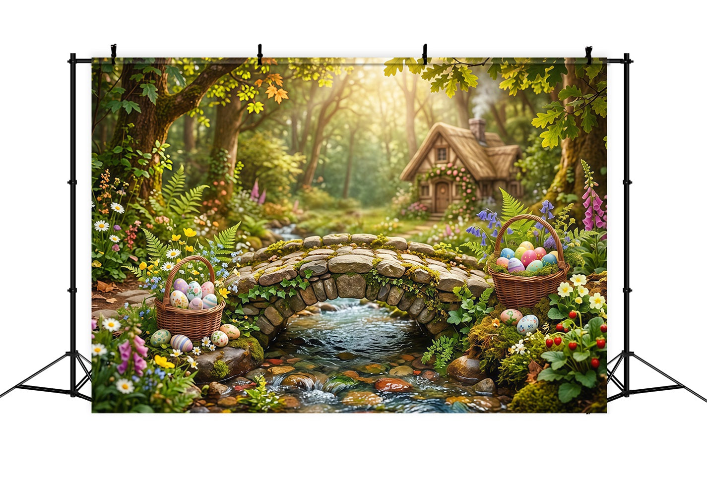 Ostern Natürlicher Hintergrund Zauberwald Steinbrücke Ostern-Hintergrund 10x10 CSH63-43