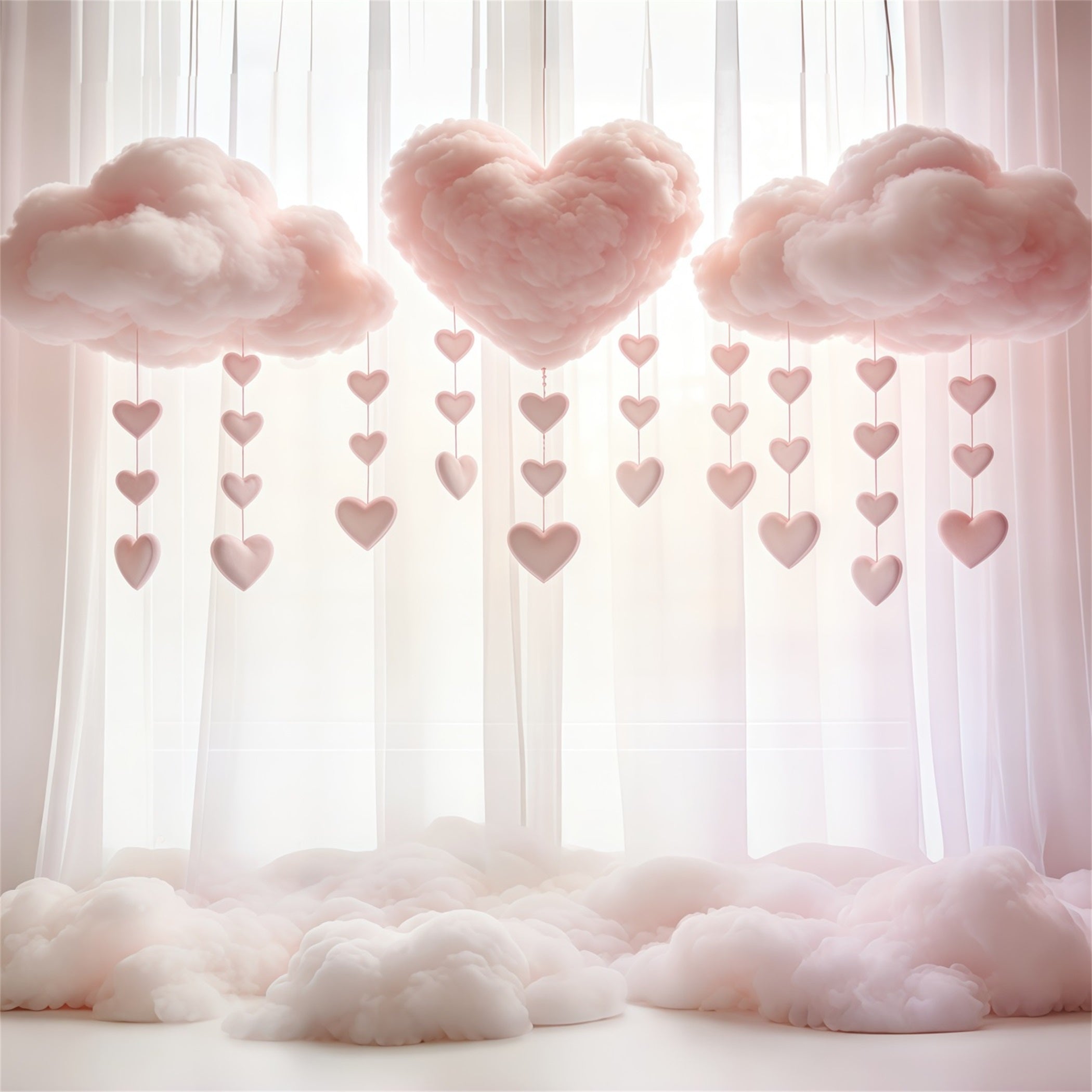 Herzwolken, verträumte rosa Wolken, Vorhang, alles Gute zum Muttertag, Hintergrund CSH63-86