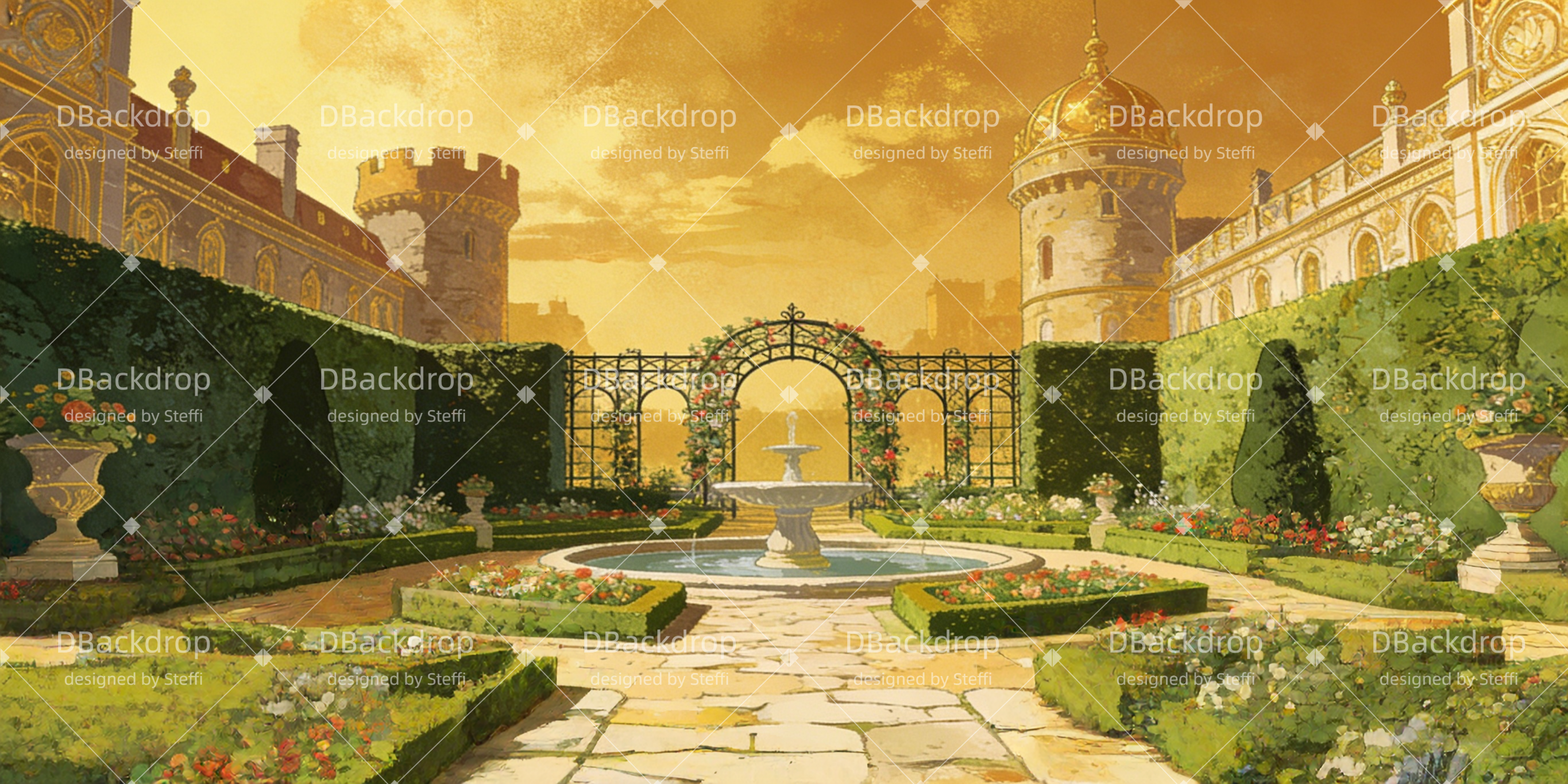 Vorhang Theater Königlicher Garten Backdrop Theater CSH63-T22