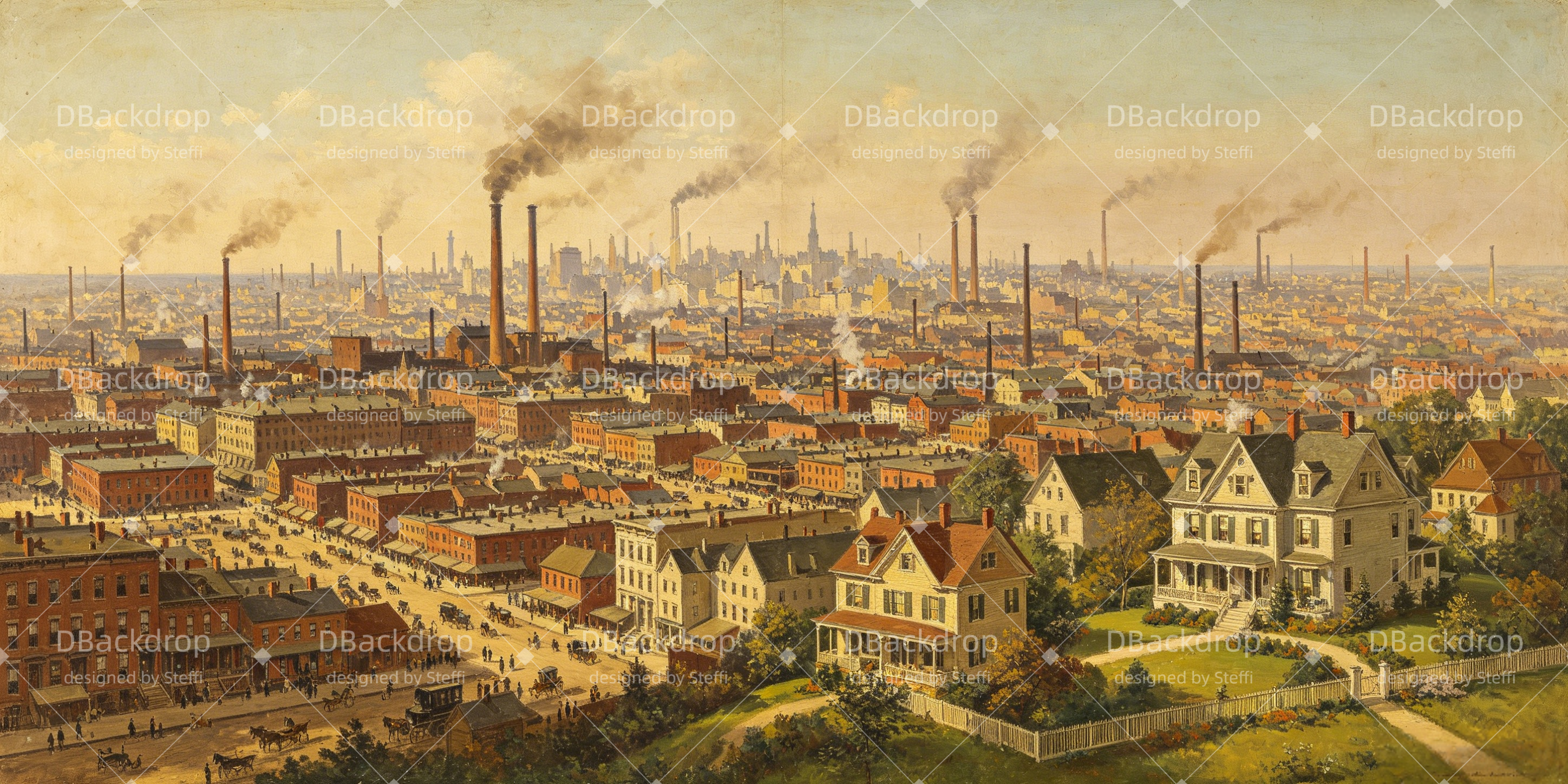 Großer Bühnenhintergrund Industrielle Stadtlandschaft Theaterkulisse CSH66-T30