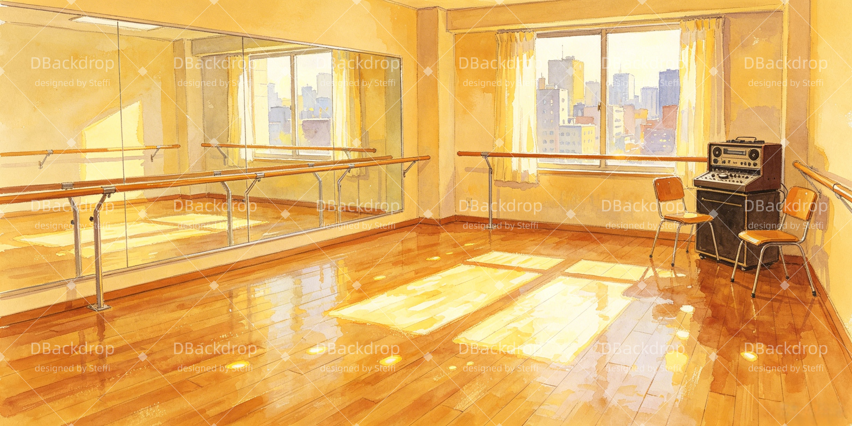 Bühnenhintergrund Ballett-Tanzstudio für Schultheater CSH66-T57