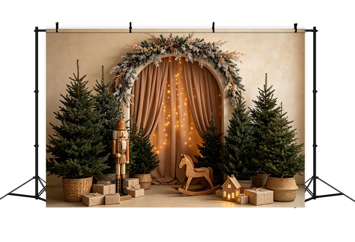 Weihnachtsbaum-Hintergrund Waldbogen-Nussknacker Professionelle Weihnachtskulissen CSH68-58