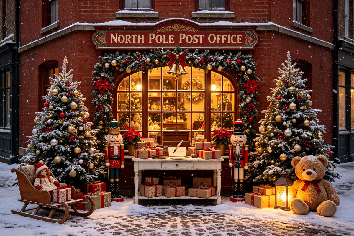 Weihnachtskulisse Im Freien Nordpol-Postamt Weihnachts-Fotografie-Hintergründe CSH69-4