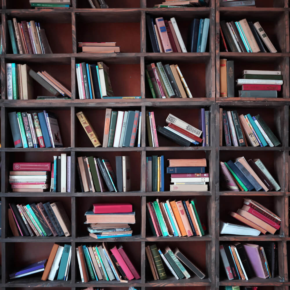 Bücherregal Bücher zurück zu Schule Fotografie Hintergrund DBD7-1