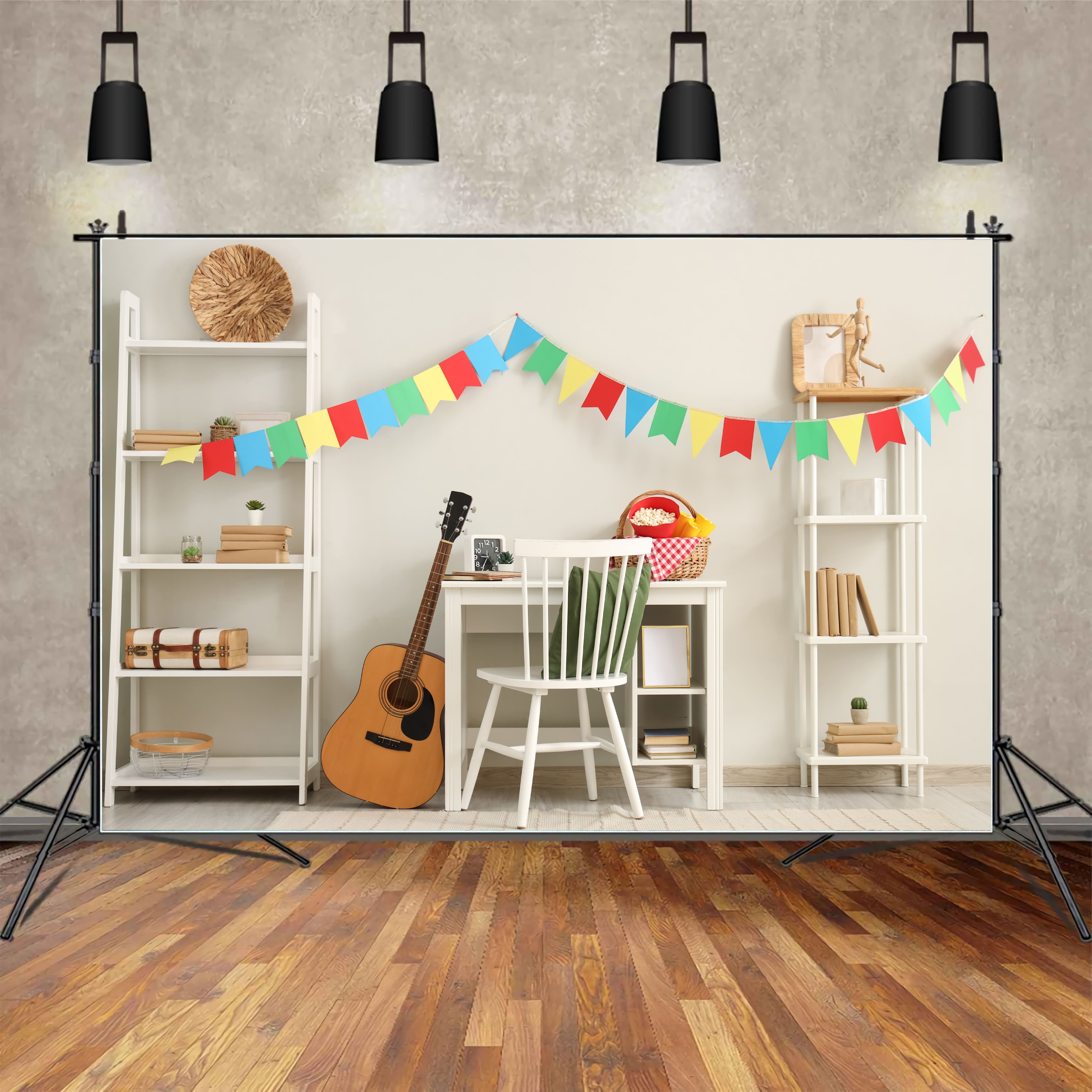 Dekoriertes Arbeitszimmer Back To School Hintergrund DBD7-14