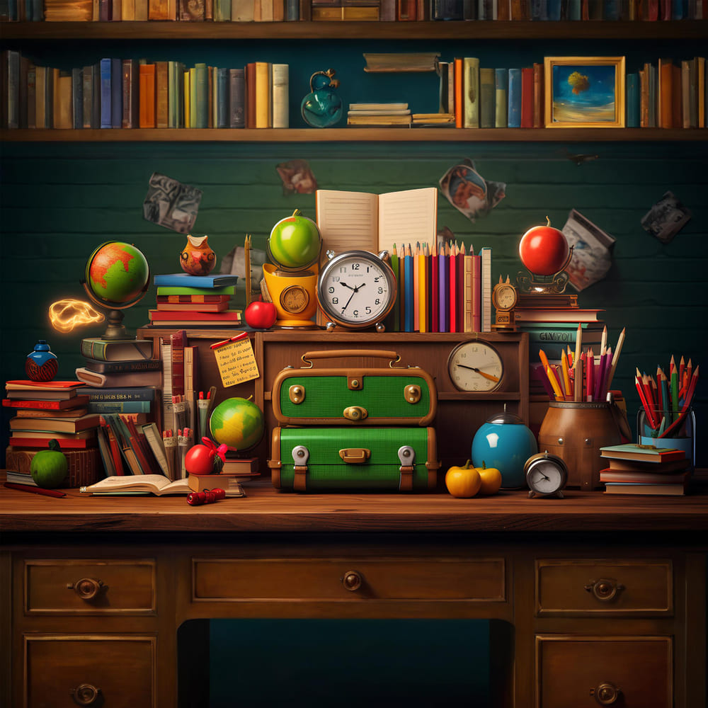 Bücher Schulsachen Fotohintergrund DBD7-20