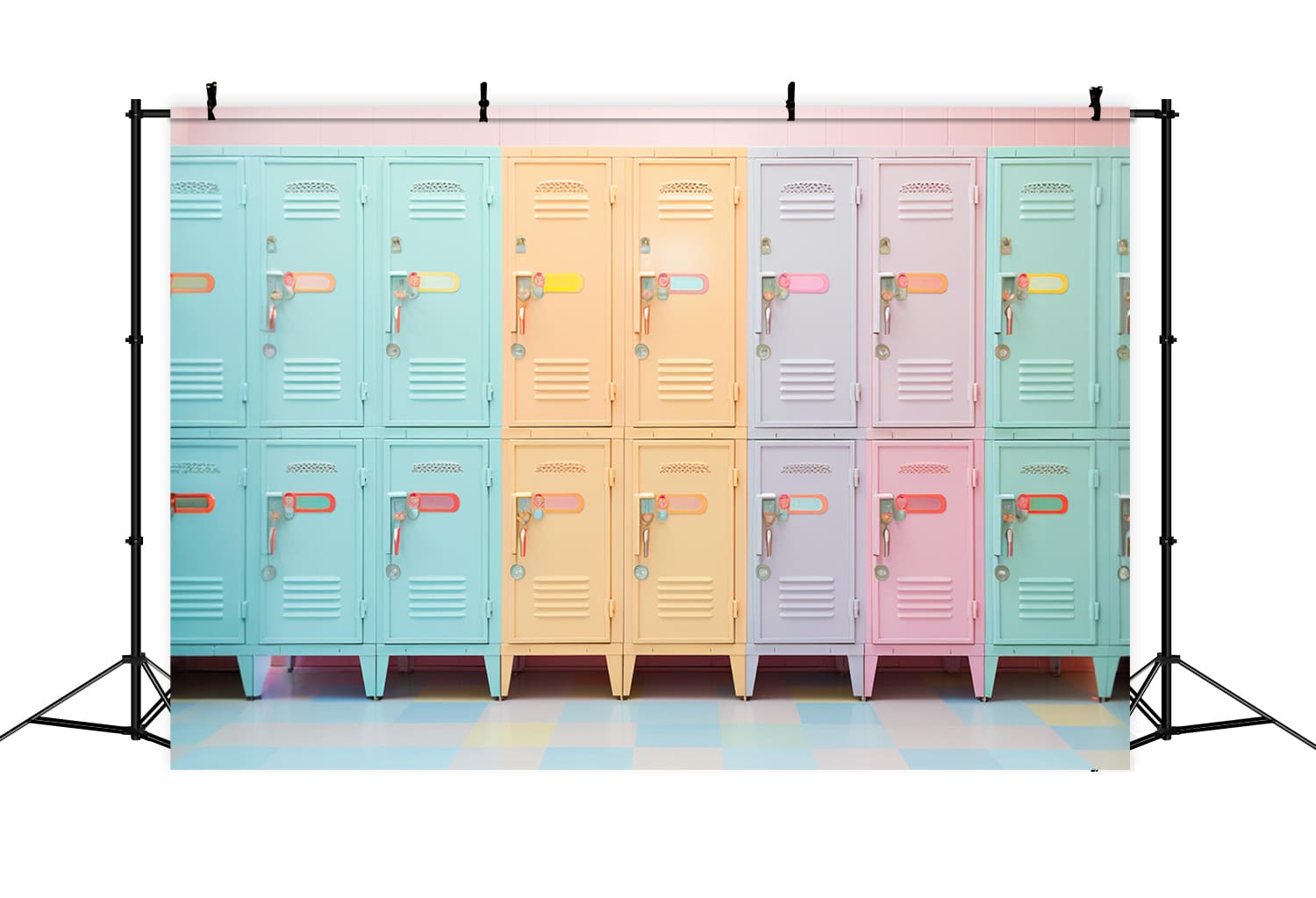 Bunte Schließfächer Garderobe Back to School Backdrop DBD7-27