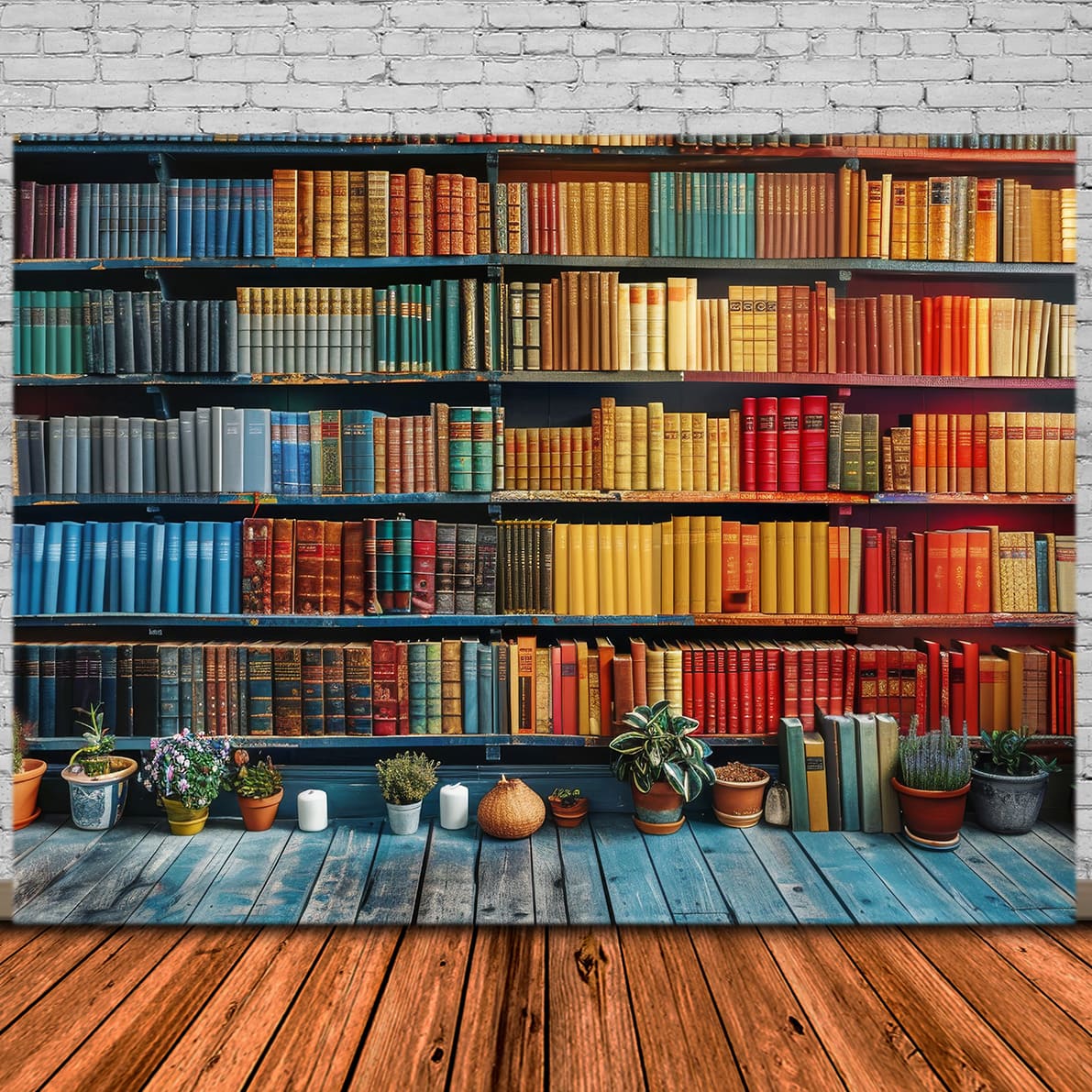 Back to School Vintage Bücherregal Holz Backdrop DBD7-38