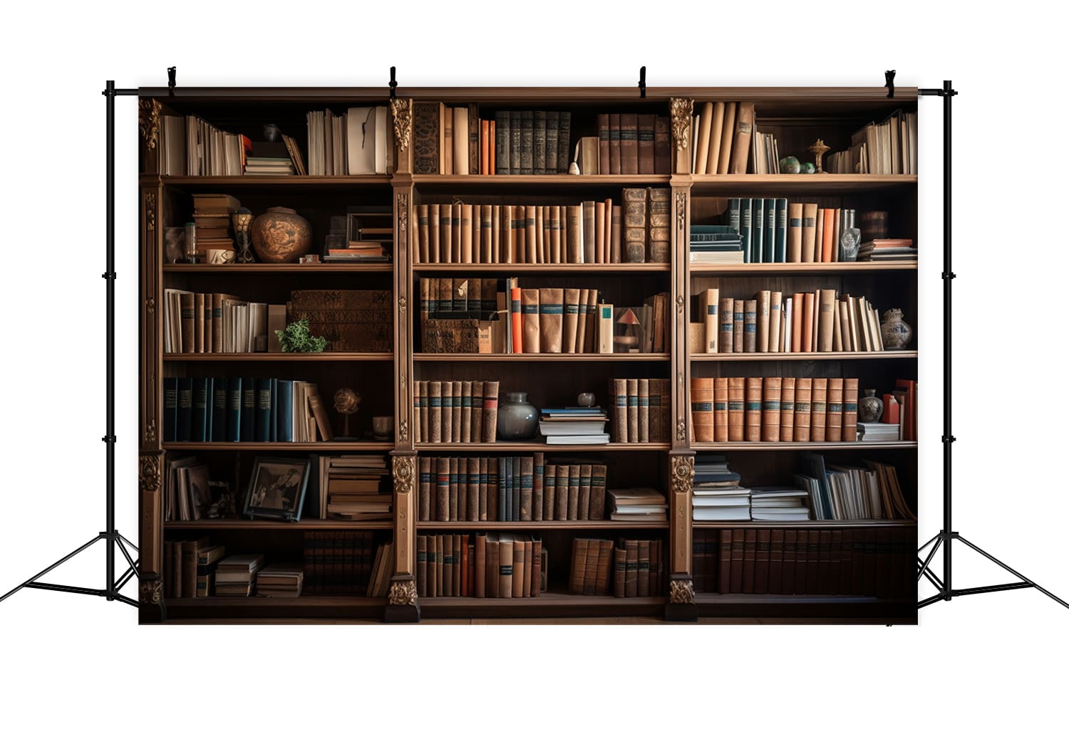 Vintage Brown Bücherregal Back to School Backdrop DBD7-40