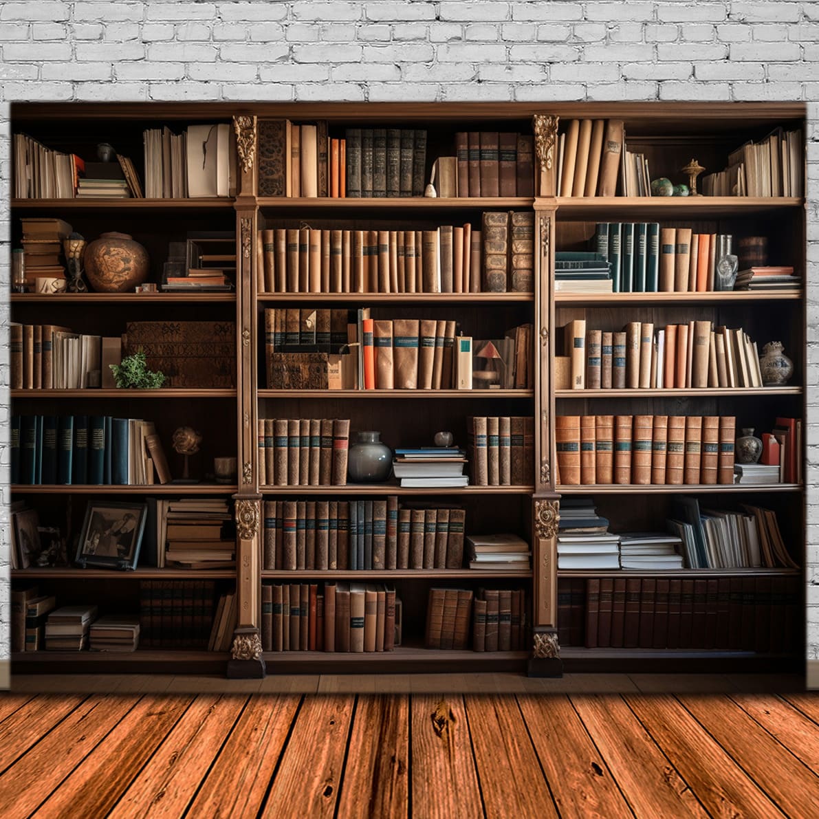 Vintage Brown Bücherregal Back to School Backdrop DBD7-40