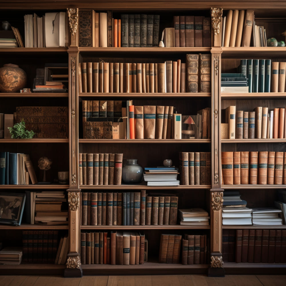 Vintage Brown Bücherregal Back to School Backdrop DBD7-40