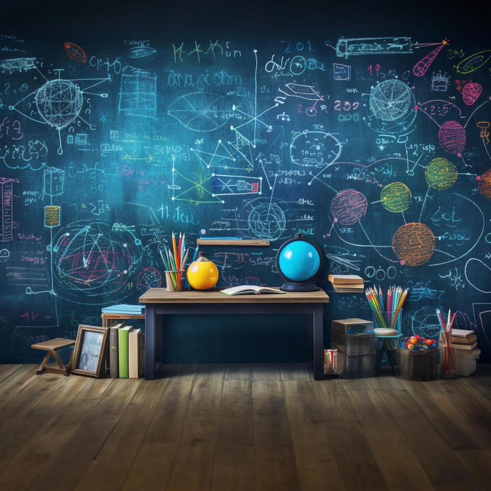 Schulsachen Kreidetafel Fotohintergrund DBD7-48