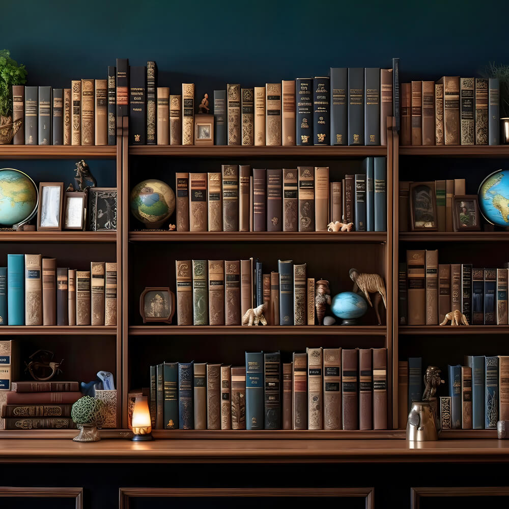 Bibliothek Bücherregal Bücher zurück zu Schule Hintergrund DBD7-6