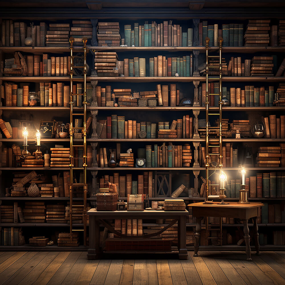 Zurück zu Schule Vintage Bücherregal Hintergrund DBD7-7