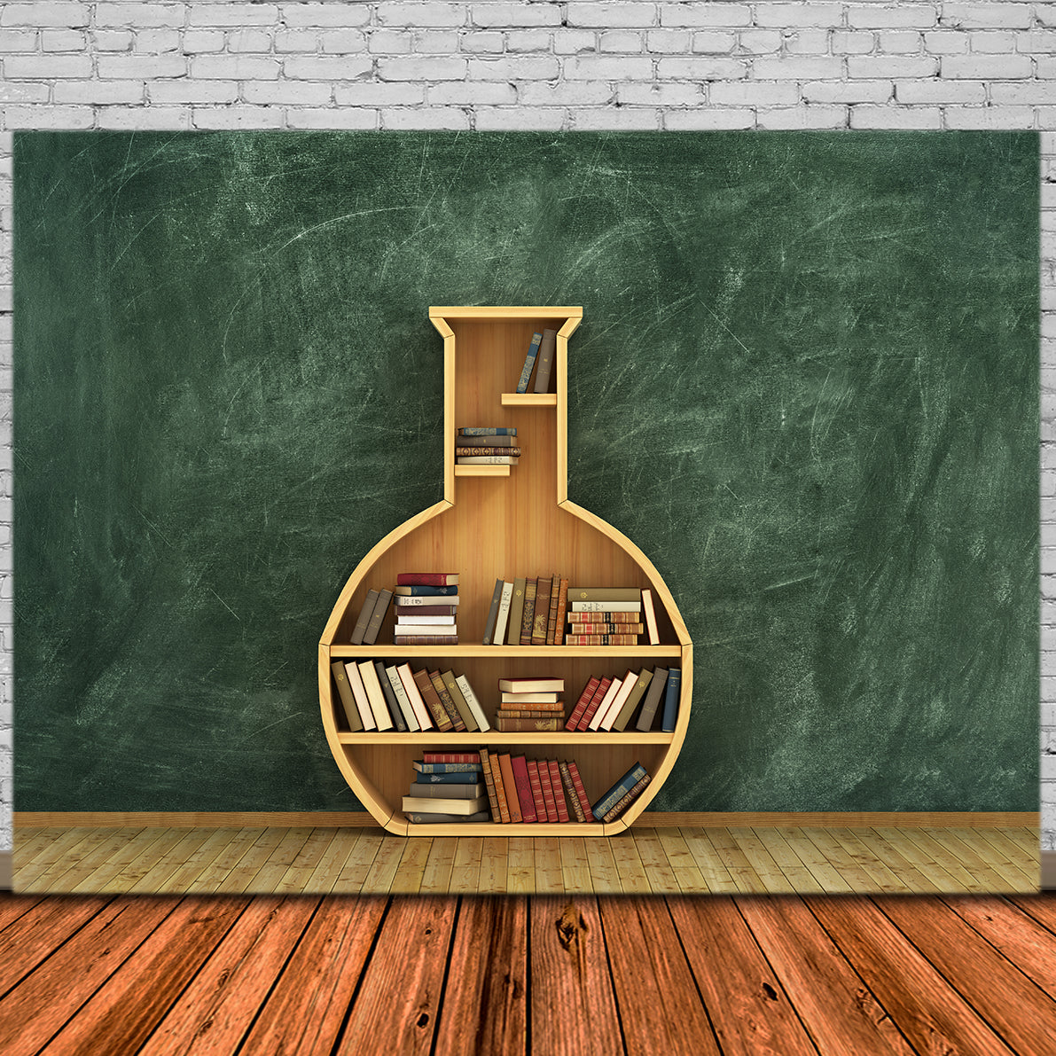 Kreidetafel Bücherregal Back to School Backdrop DBD7-73