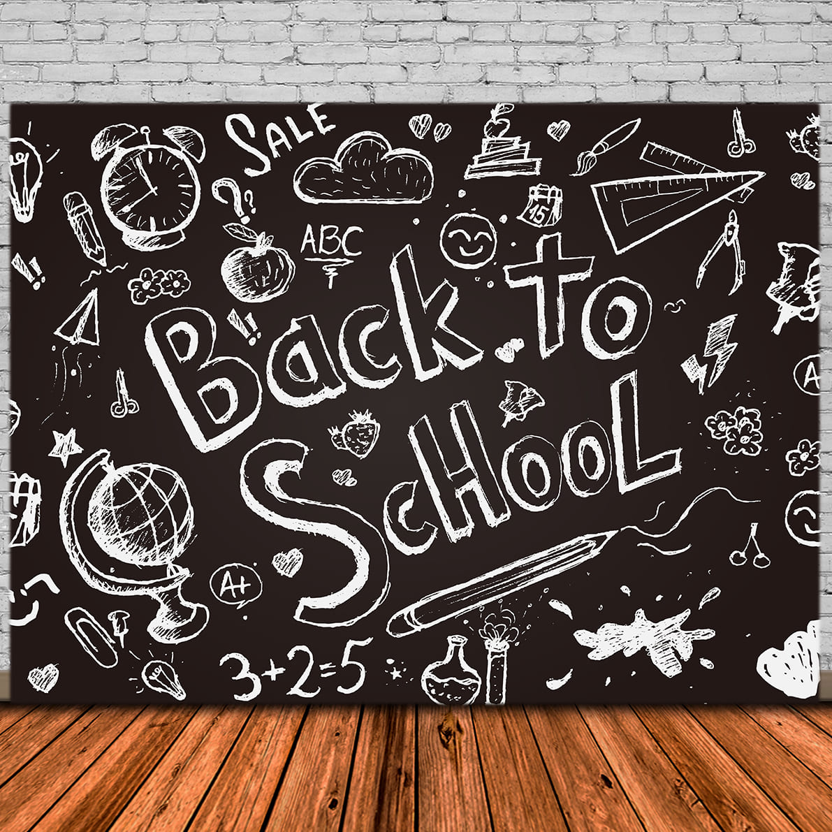 Back to School Kreidetafel gezeichnete Skizze Hintergrund DBD7-77